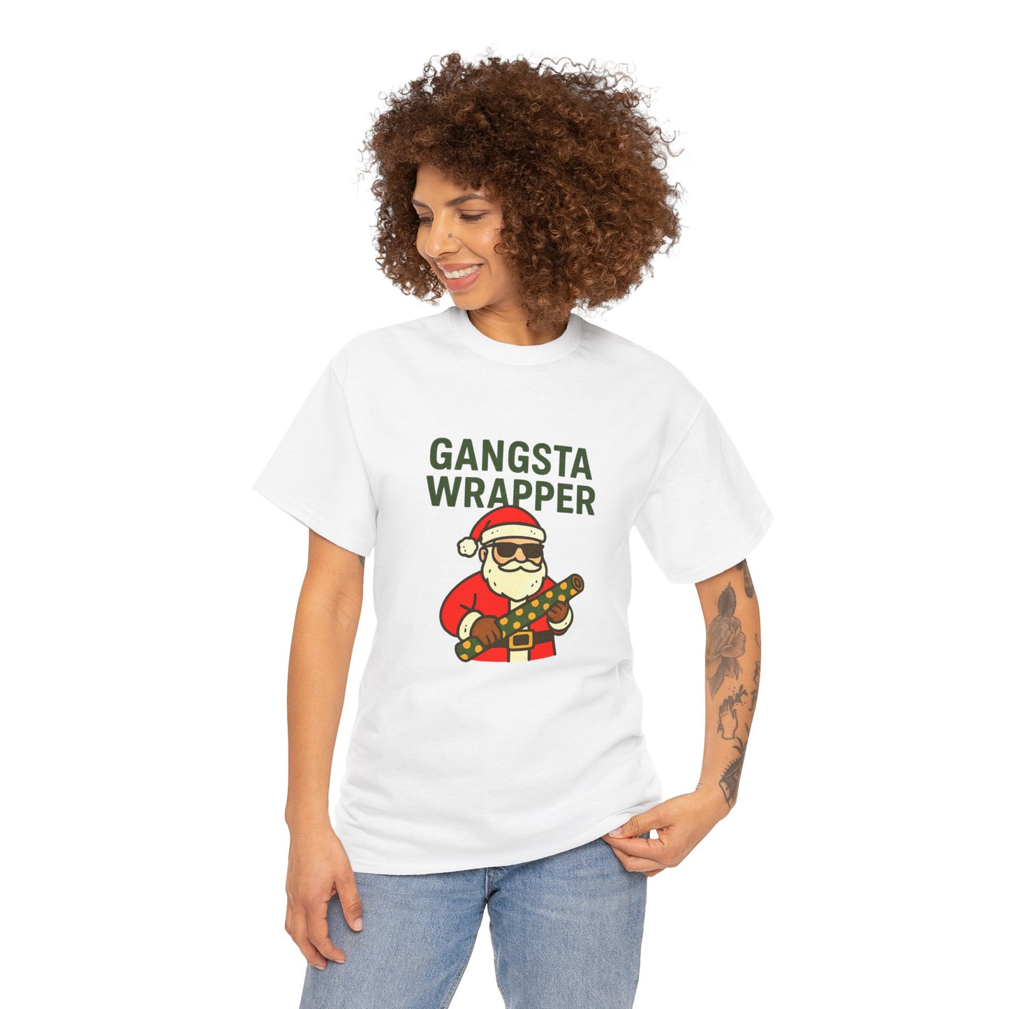 Gangsta Wrapper Unisex Cotton Tee - Fun Holiday T-Shirt for Christmas Celebrations