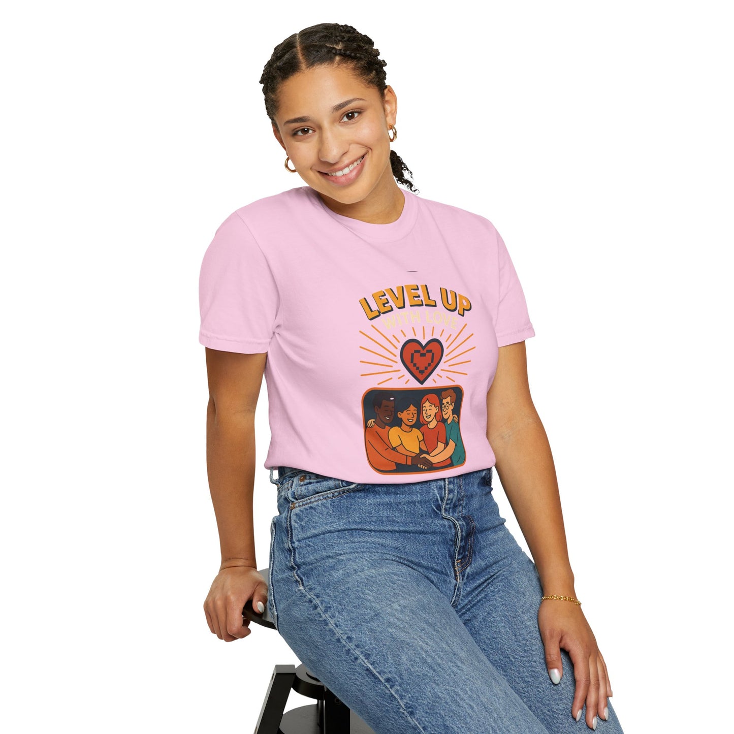 Level Up With Love T-Shirt, Vintage Style Tee, Unisex Casual Wear, Perfect Gift for Friends, Everyday Comfort Shirt