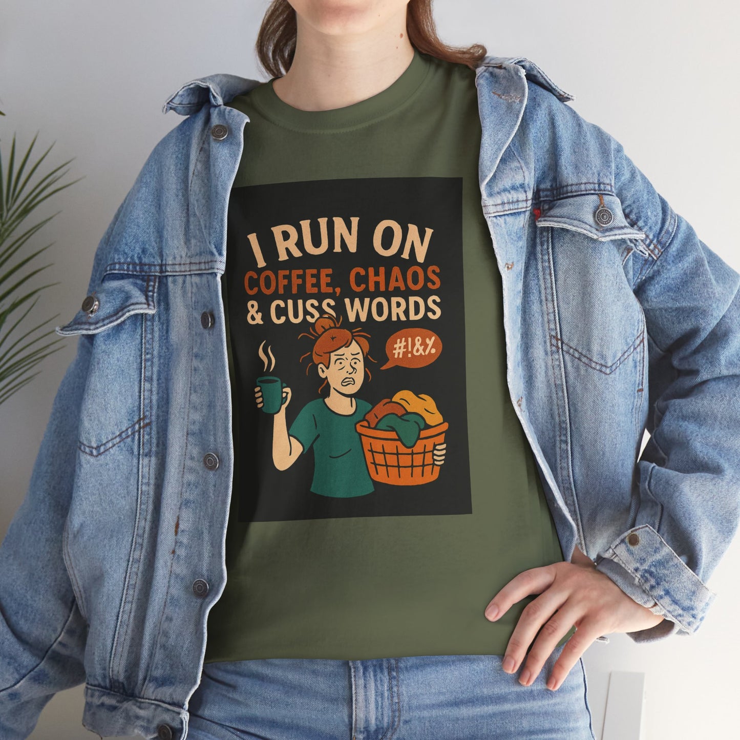 Coffee Chaos & Cuss Words Tee, Funny T-Shirt, Unisex Cotton Tee, Gift for Coffee Lovers, Casual Wear, Humor Apparel