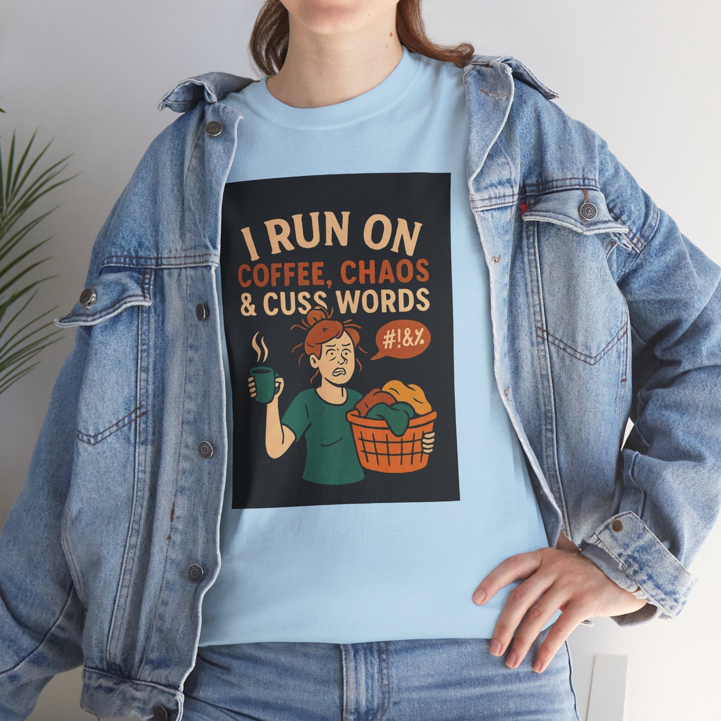 Coffee Chaos & Cuss Words Tee, Funny T-Shirt, Unisex Cotton Tee, Gift for Coffee Lovers, Casual Wear, Humor Apparel