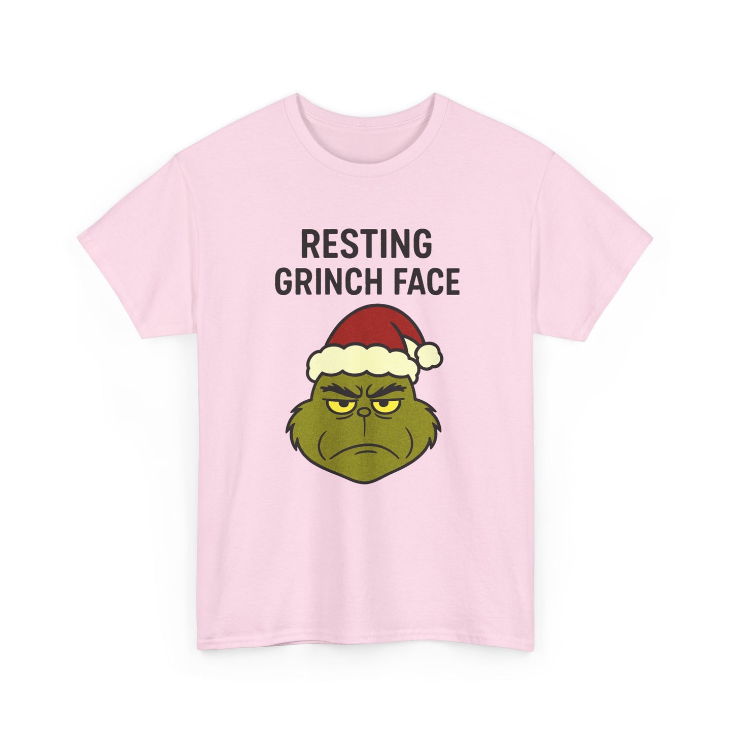 Resting Grinch Face Unisex Heavy Cotton Tee - Perfect Holiday Humor Shirt