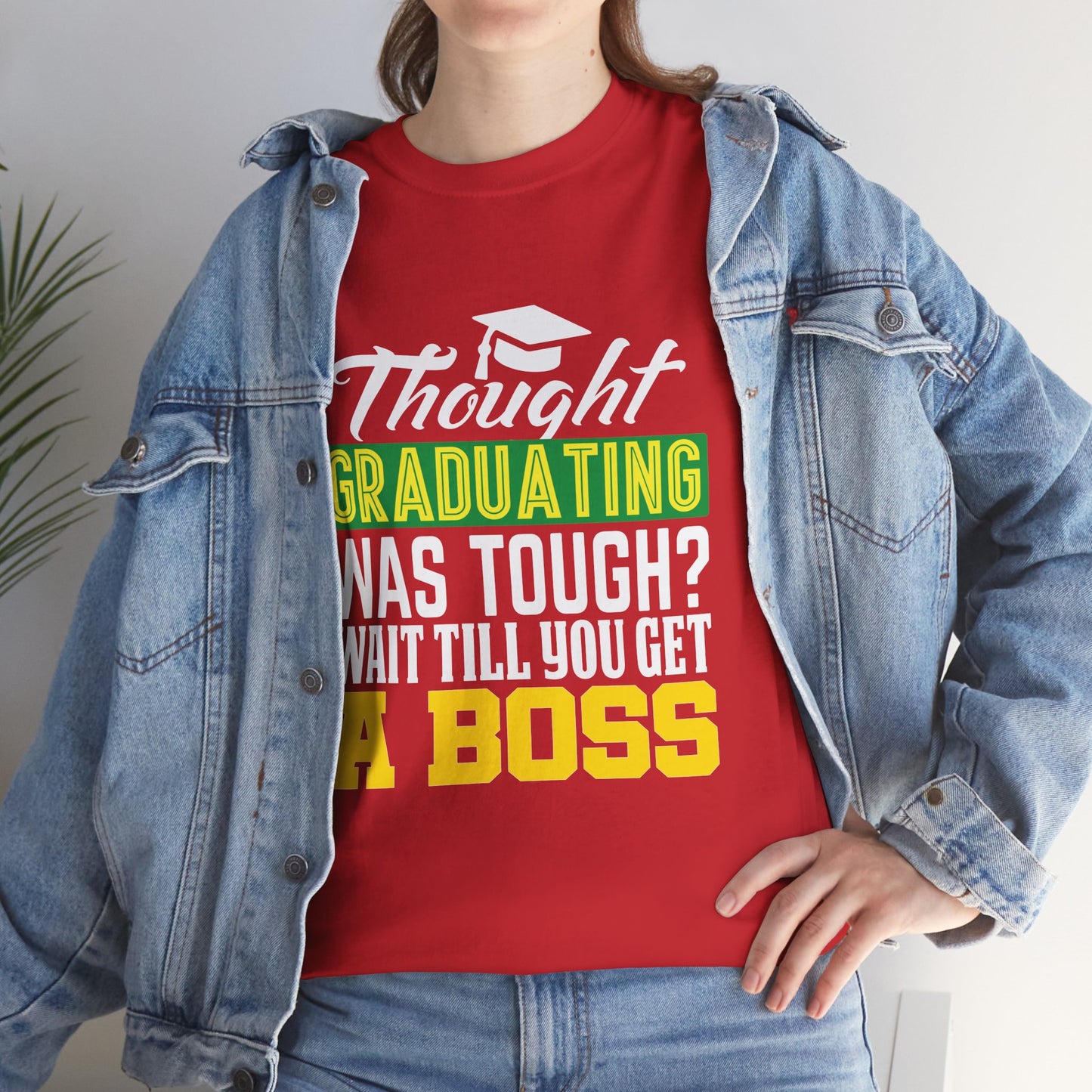 Humorous Graduation Tee - Perfect Gift for Graduates and Bosses, Funny College T-Shirt, Unisex Heavy Cotton, Graduation Celebration, [...]