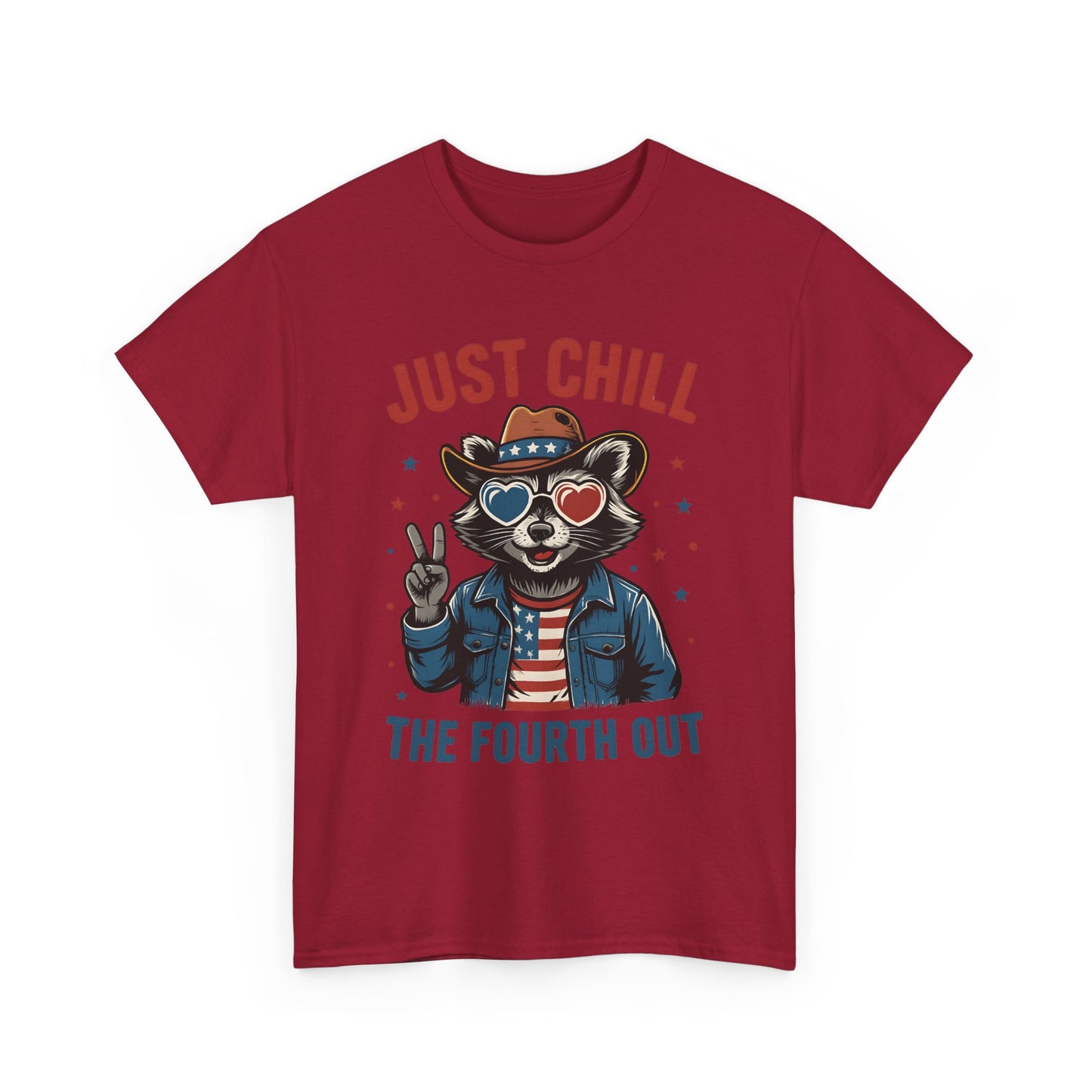 Patriotic Raccoon Tee, Just Chill the Fourth Out T-Shirt, Unisex Cotton Shirt, Casual Summer Wear, Independence Day, July fourth
