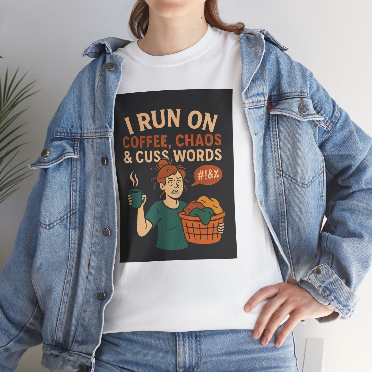 Coffee Chaos & Cuss Words Tee, Funny T-Shirt, Unisex Cotton Tee, Gift for Coffee Lovers, Casual Wear, Humor Apparel
