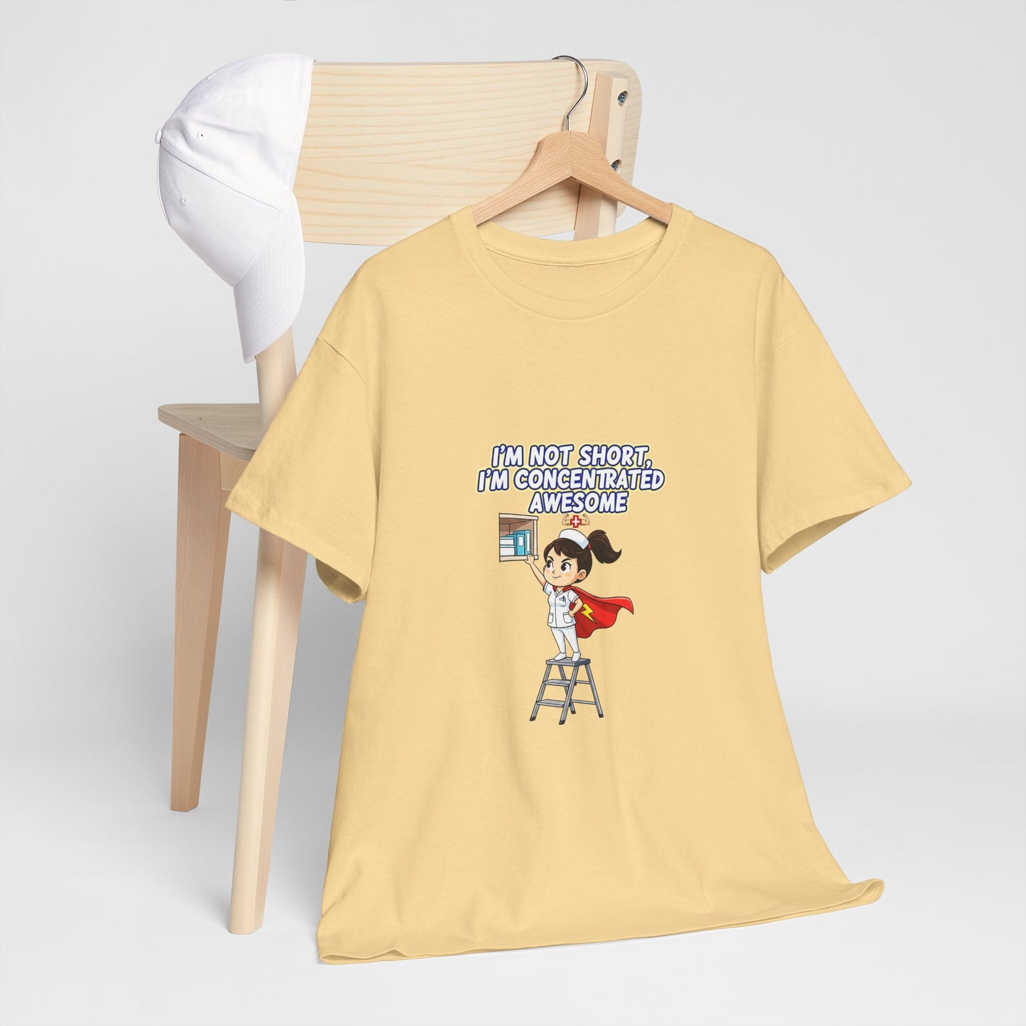 Superhero Motivation Tee - I'm Not Short, I'm Concentrated Awesome! | Unisex Heavy Cotton Shirt, Gift for Nurses, Daily Wear