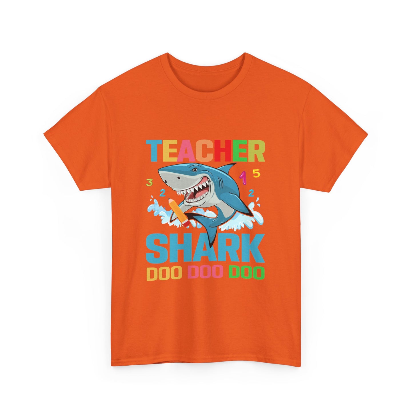 Teacher Shark Unisex Heavy Cotton Tee - Fun Gift for Educators, Back to School, Teacher Appreciation, Shark Lover, Graphic Tee