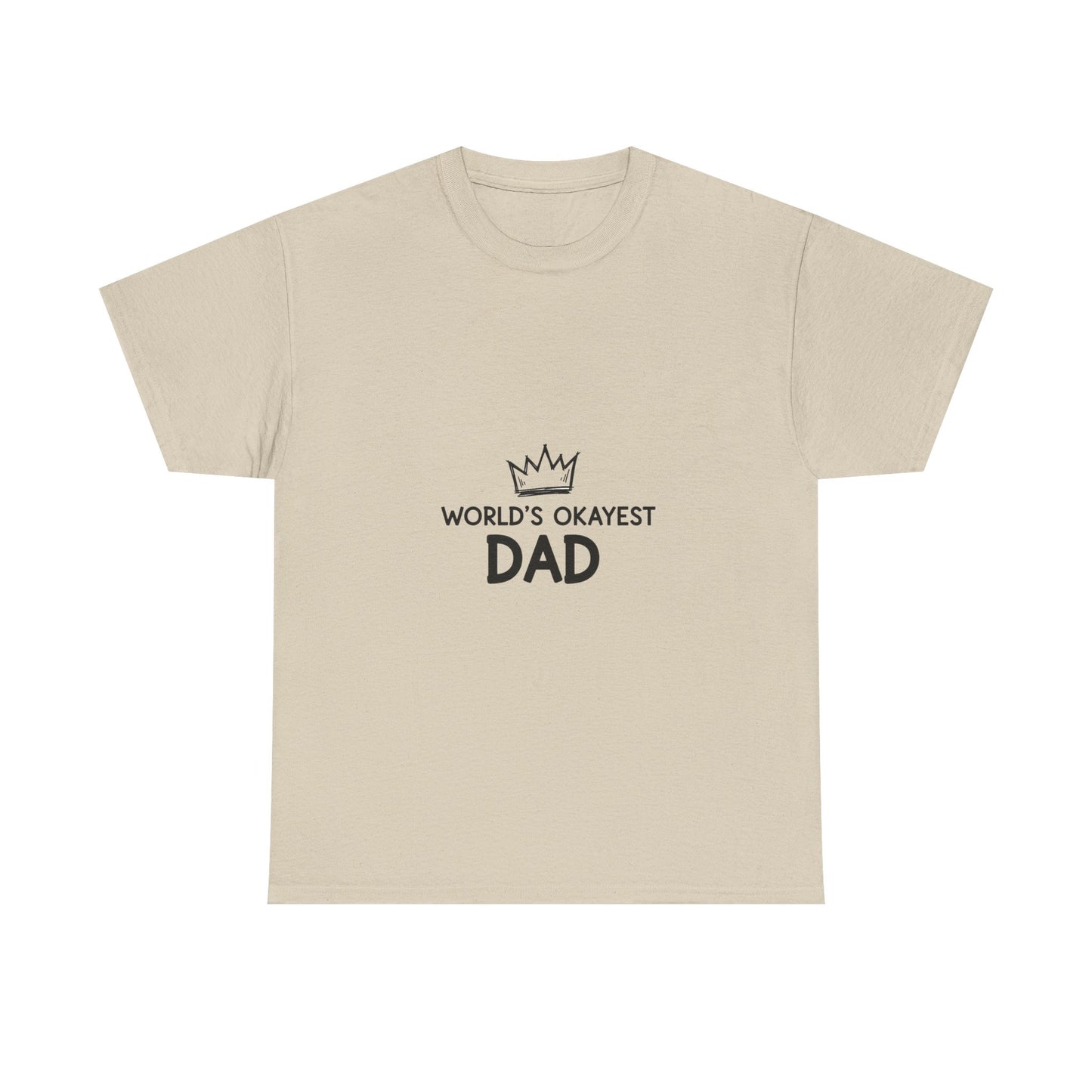 World's Okayest Dad Unisex Heavy Cotton Tee, Funny Father's Day Gift, Relaxed Fit T-Shirt, Dad Humor Shirt, Casual Everyday Wear