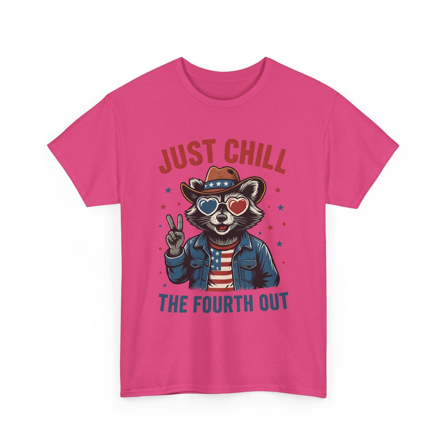 Patriotic Raccoon Tee, Just Chill the Fourth Out T-Shirt, Unisex Cotton Shirt, Casual Summer Wear, Independence Day, July fourth