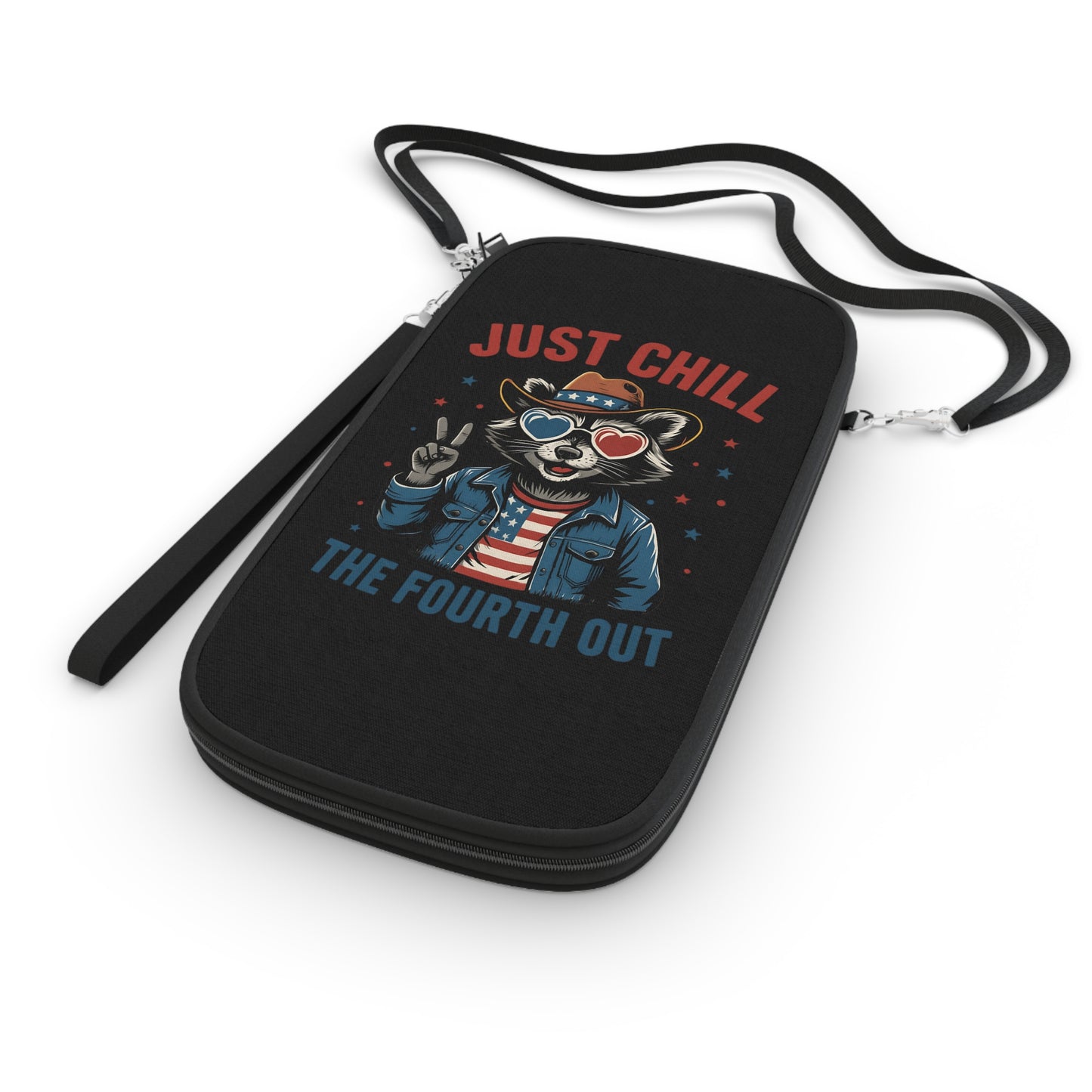 Patriotic Raccoon Passport Wallet - Just Chill, Travel Organizer, Independence Day Gift, Cool Travel Accessories, Fun Passport Holder