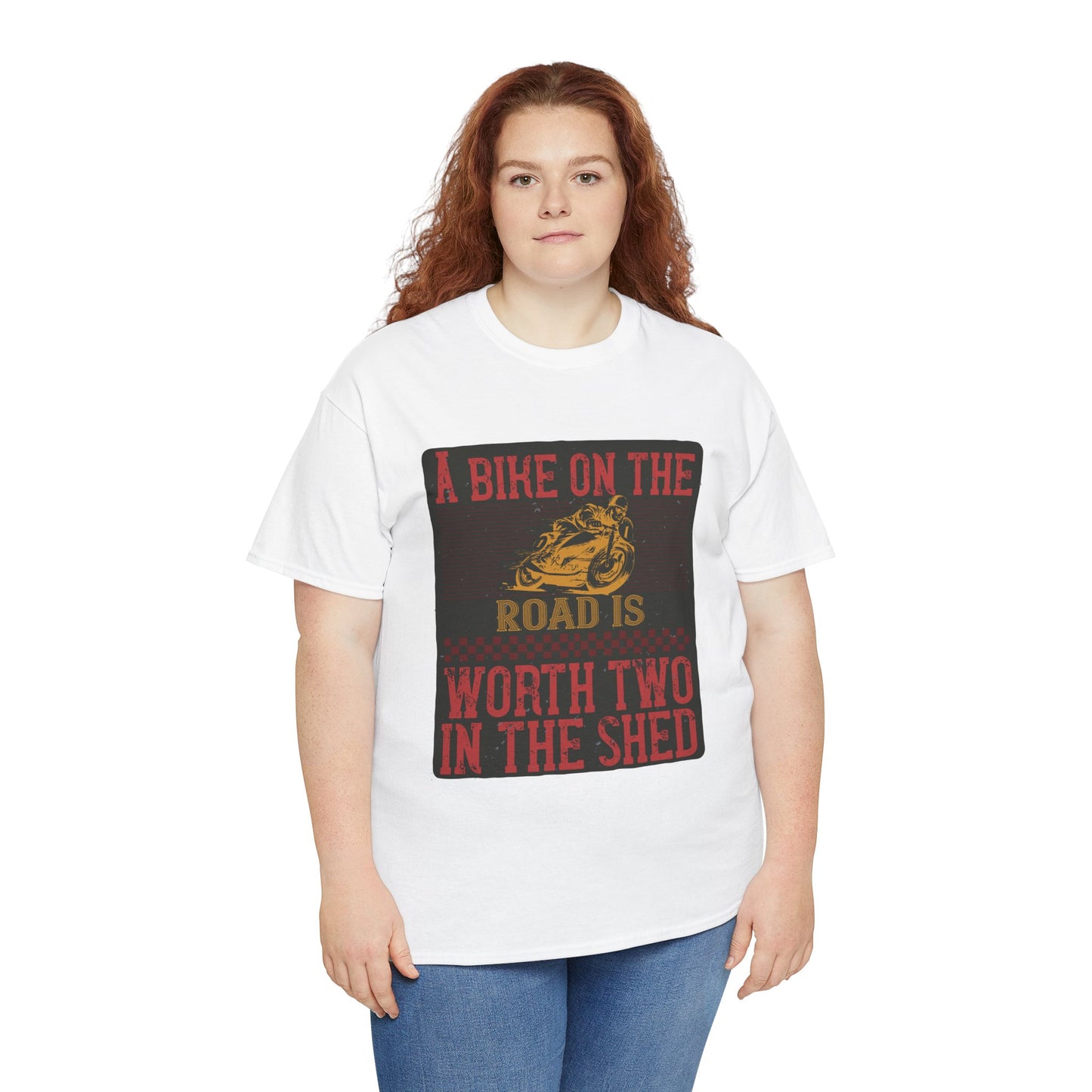 Adventure Awaits Biker Unisex Heavy Cotton Tee – Perfect for Bikers, Cyclists, Outdoor Lovers, Gifts, Casual Wear, Bike Enthusiasts