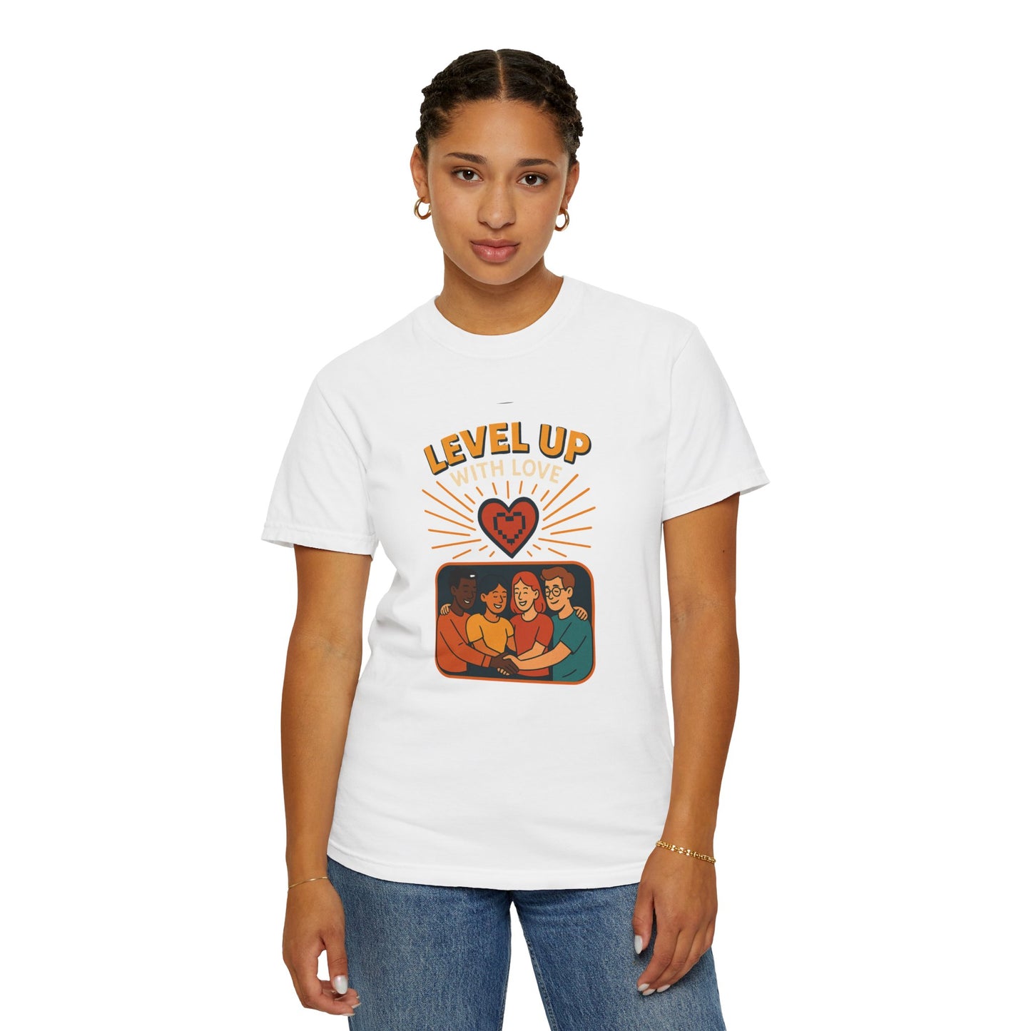 Level Up With Love T-Shirt, Vintage Style Tee, Unisex Casual Wear, Perfect Gift for Friends, Everyday Comfort Shirt