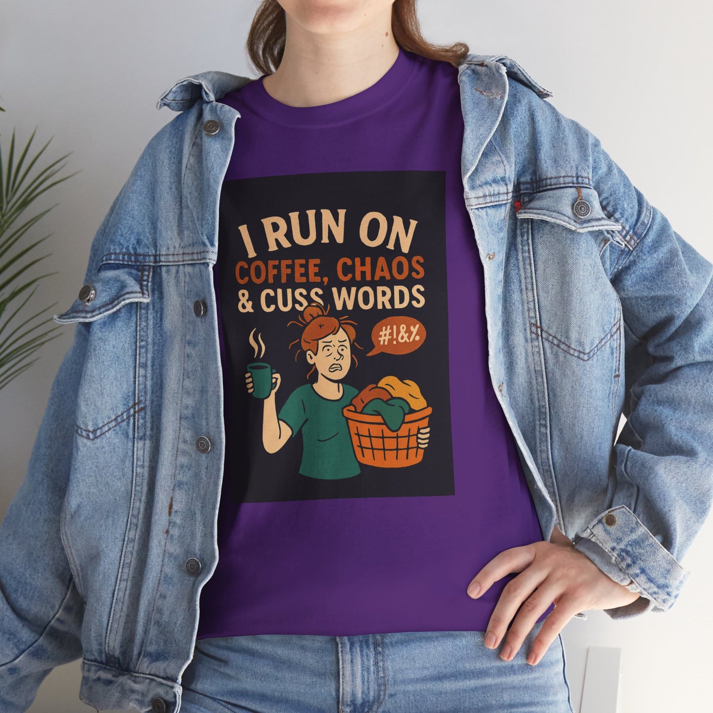 Coffee Chaos & Cuss Words Tee, Funny T-Shirt, Unisex Cotton Tee, Gift for Coffee Lovers, Casual Wear, Humor Apparel