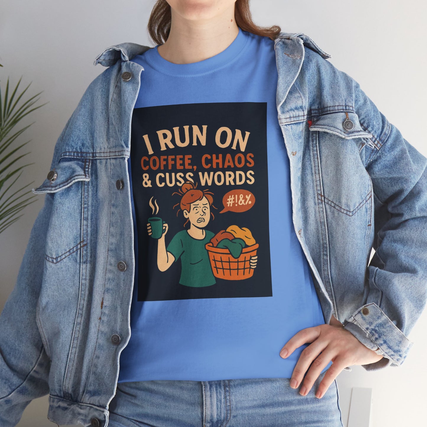 Coffee Chaos & Cuss Words Tee, Funny T-Shirt, Unisex Cotton Tee, Gift for Coffee Lovers, Casual Wear, Humor Apparel