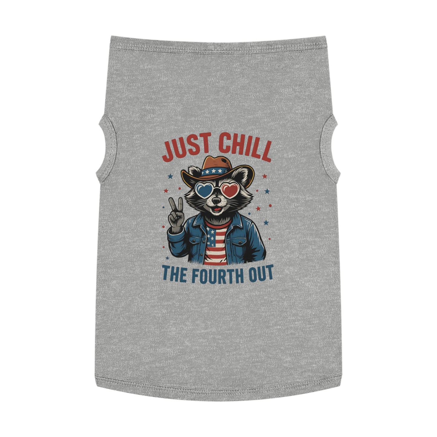 Patriotic Pet Tank Top - Just Chill Fourth of July Dog Shirt, Summer Pet Apparel, Dog Outfit, Holiday Gift for Pets