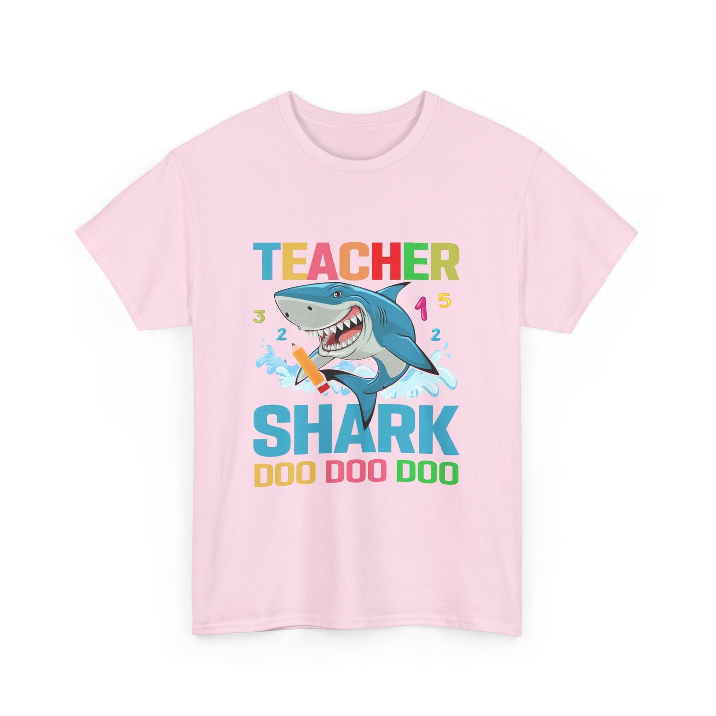 Teacher Shark Unisex Heavy Cotton Tee - Fun Gift for Educators, Back to School, Teacher Appreciation, Shark Lover, Graphic Tee