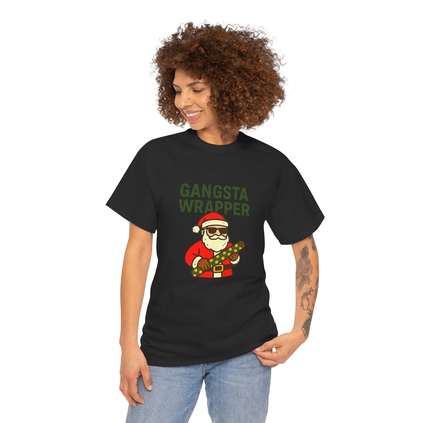 Gangsta Wrapper Unisex Cotton Tee - Fun Holiday T-Shirt for Christmas Celebrations