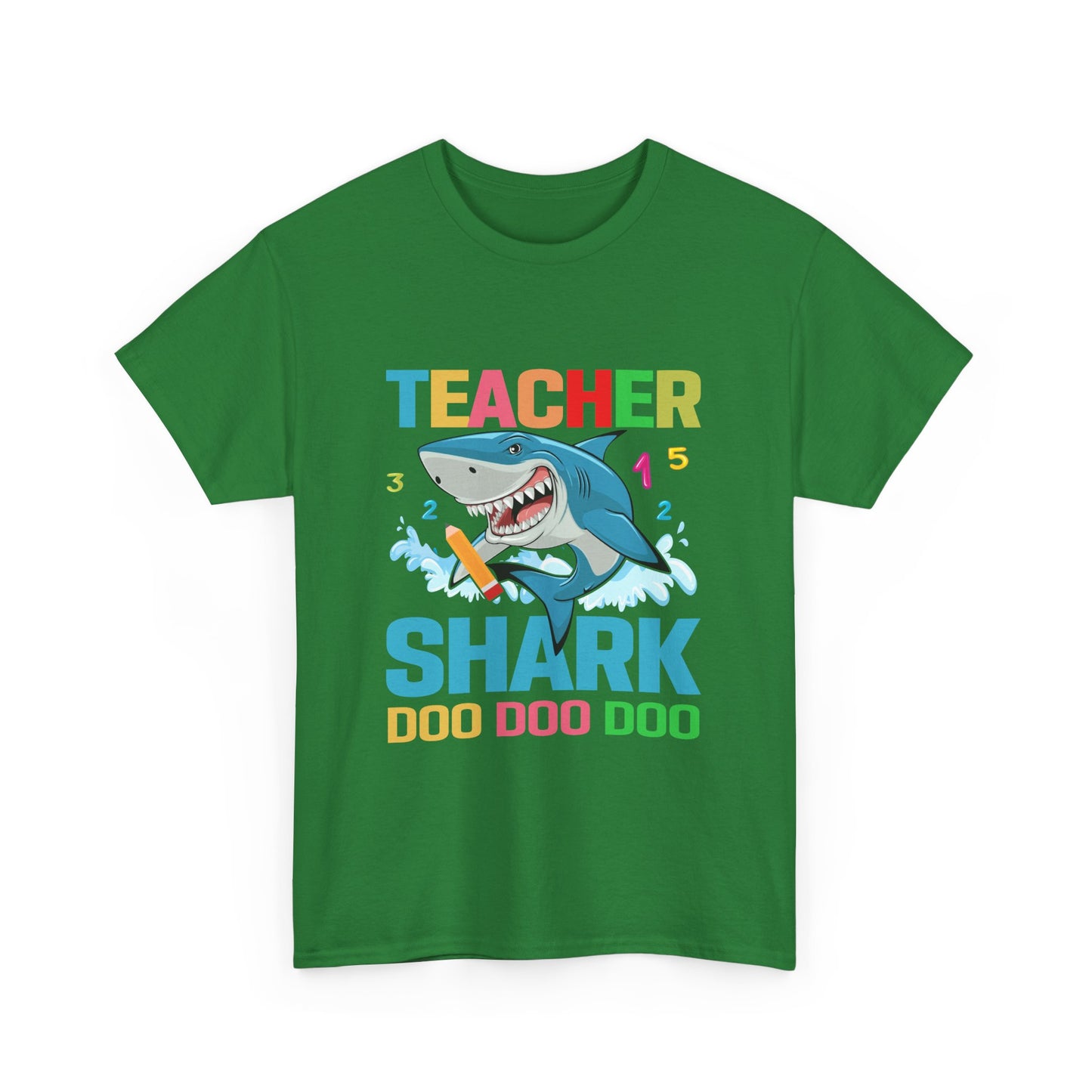 Teacher Shark Unisex Heavy Cotton Tee - Fun Gift for Educators, Back to School, Teacher Appreciation, Shark Lover, Graphic Tee
