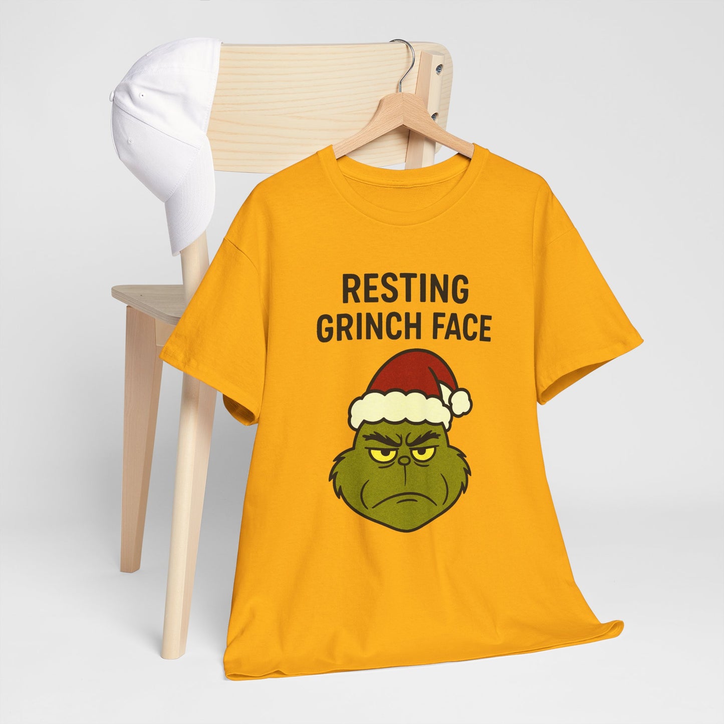 Resting Grinch Face Unisex Heavy Cotton Tee - Perfect Holiday Humor Shirt