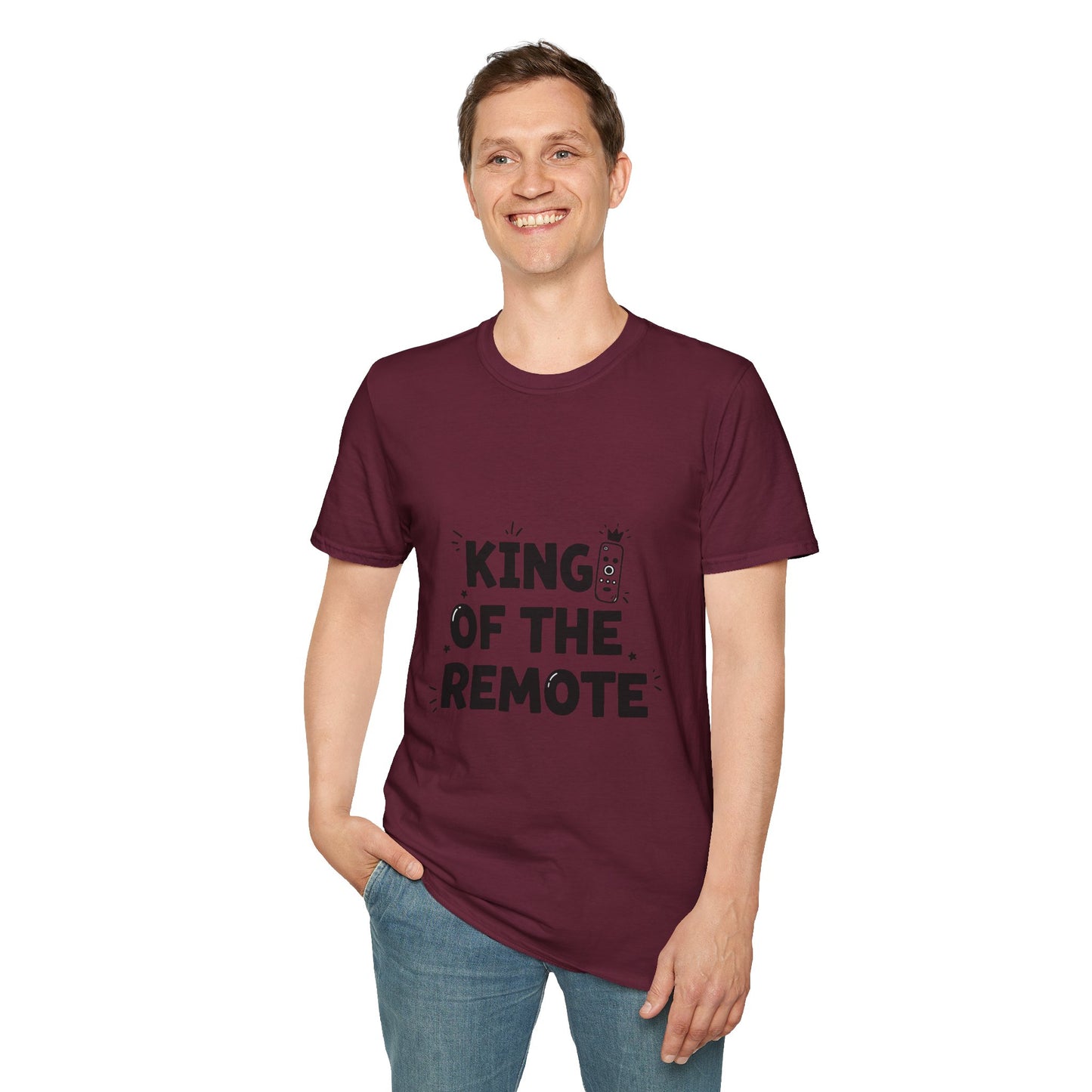 Funny King of the Remote Unisex T-Shirt | Gift for Dads, TV Lovers, Birthday Celebration, Relaxed Fit, Casual Wear