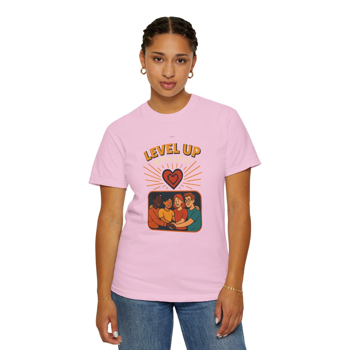 Level Up With Love T-Shirt, Vintage Style Tee, Unisex Casual Wear, Perfect Gift for Friends, Everyday Comfort Shirt