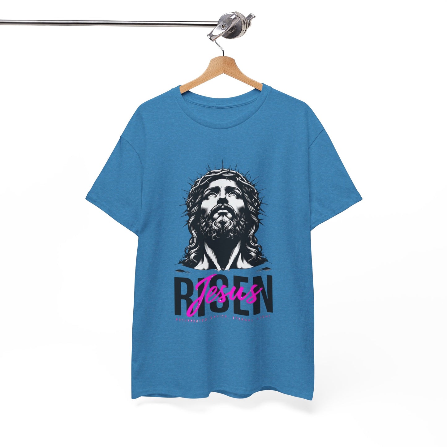 Jesus Risen Graphic Tee, Christian T-Shirt, Religious Apparel, Inspirational Cotton Shirt, Faith-Based Gift