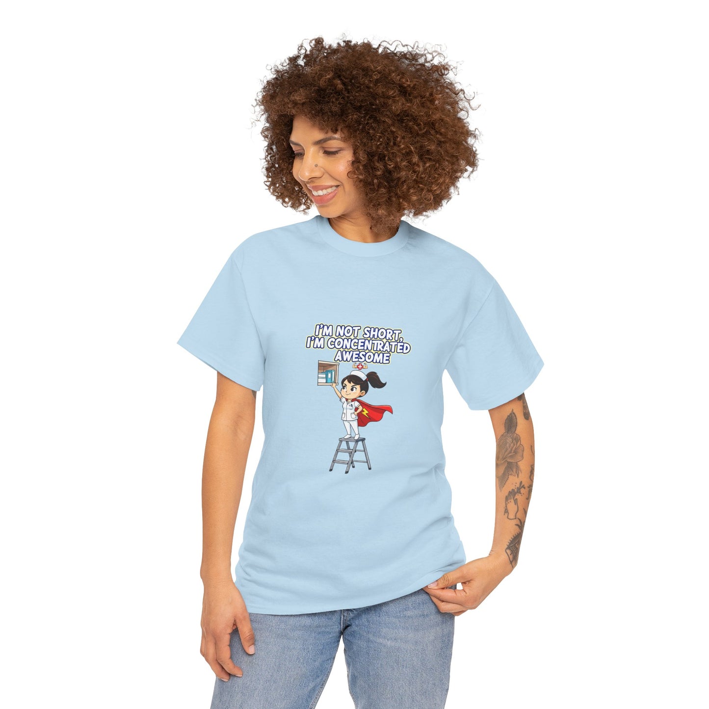 Superhero Motivation Tee - I'm Not Short, I'm Concentrated Awesome! | Unisex Heavy Cotton Shirt, Gift for Nurses, Daily Wear