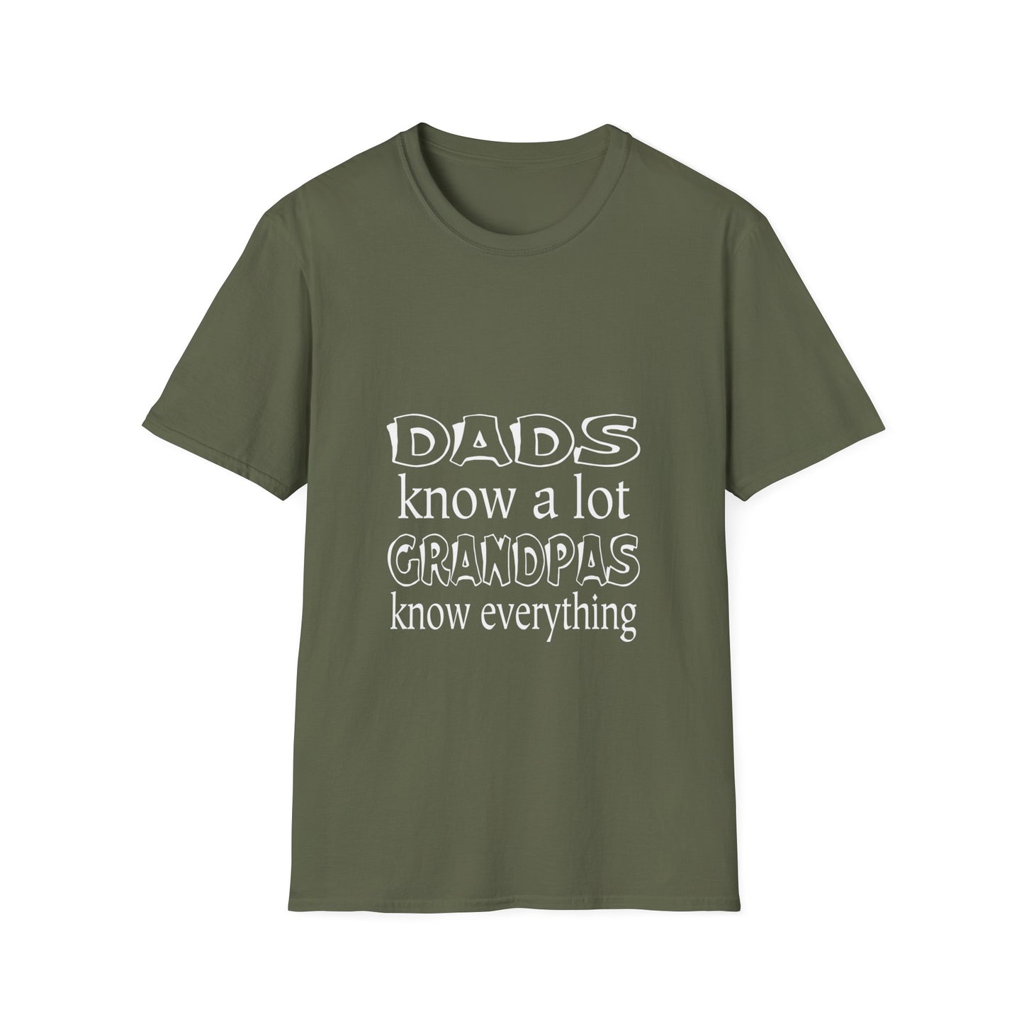 Cool Grandpa Unisex Softstyle T-Shirt - 'Dads Know a Lot, Grandpas Know Everything' - Perfect Gift for Father's Day, Family Gatherings, or Casual [...]