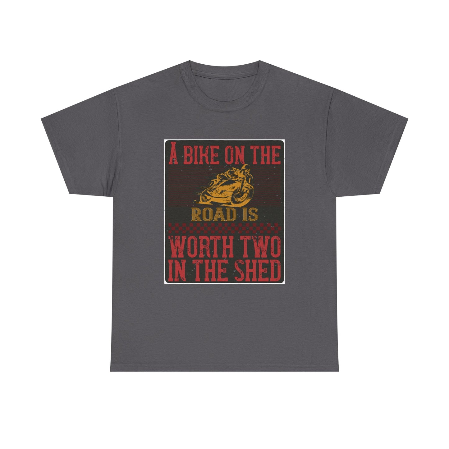 Adventure Awaits Biker Unisex Heavy Cotton Tee – Perfect for Bikers, Cyclists, Outdoor Lovers, Gifts, Casual Wear, Bike Enthusiasts