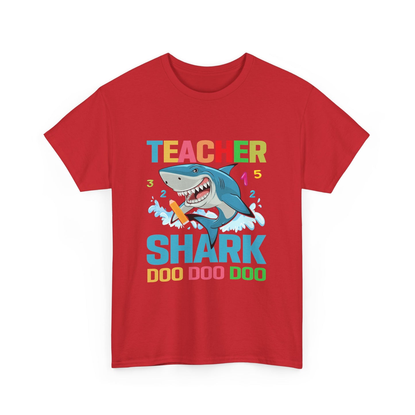 Teacher Shark Unisex Heavy Cotton Tee - Fun Gift for Educators, Back to School, Teacher Appreciation, Shark Lover, Graphic Tee