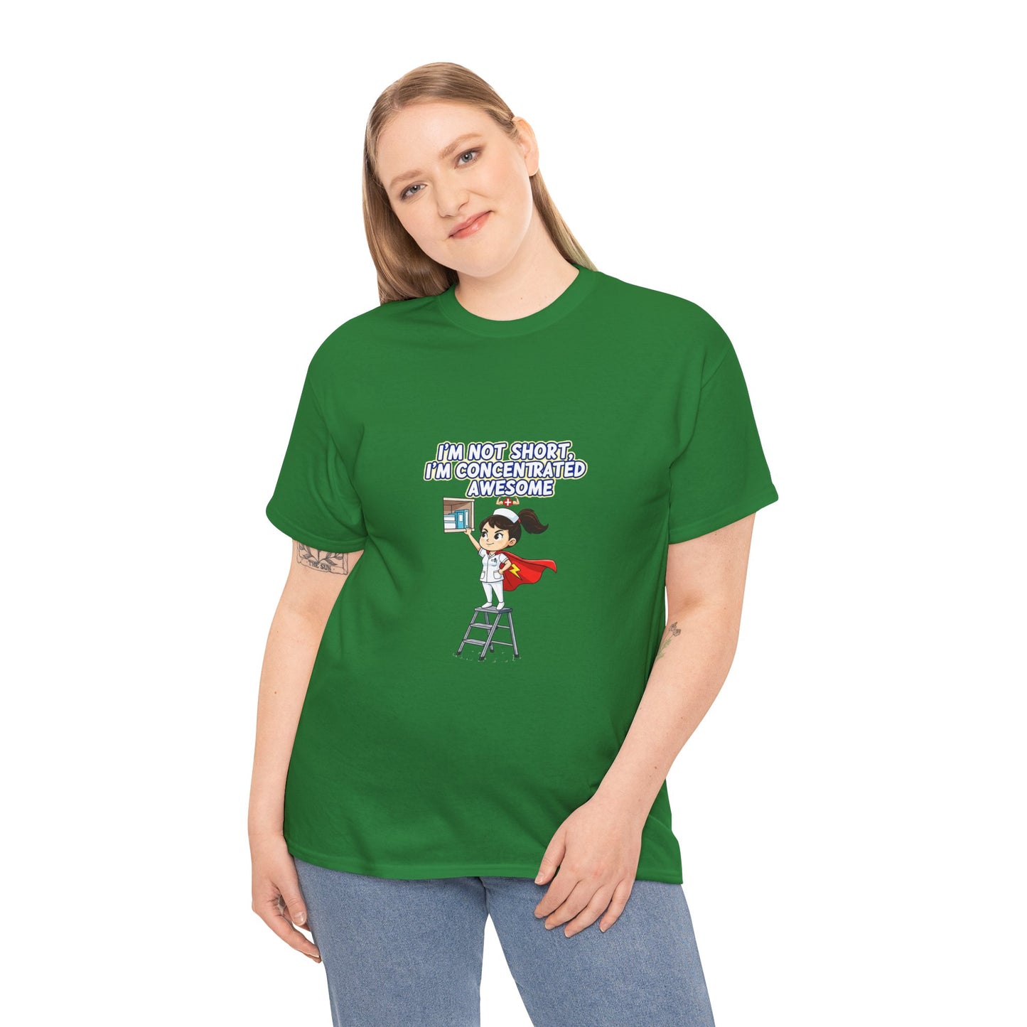 Superhero Motivation Tee - I'm Not Short, I'm Concentrated Awesome! | Unisex Heavy Cotton Shirt, Gift for Nurses, Daily Wear
