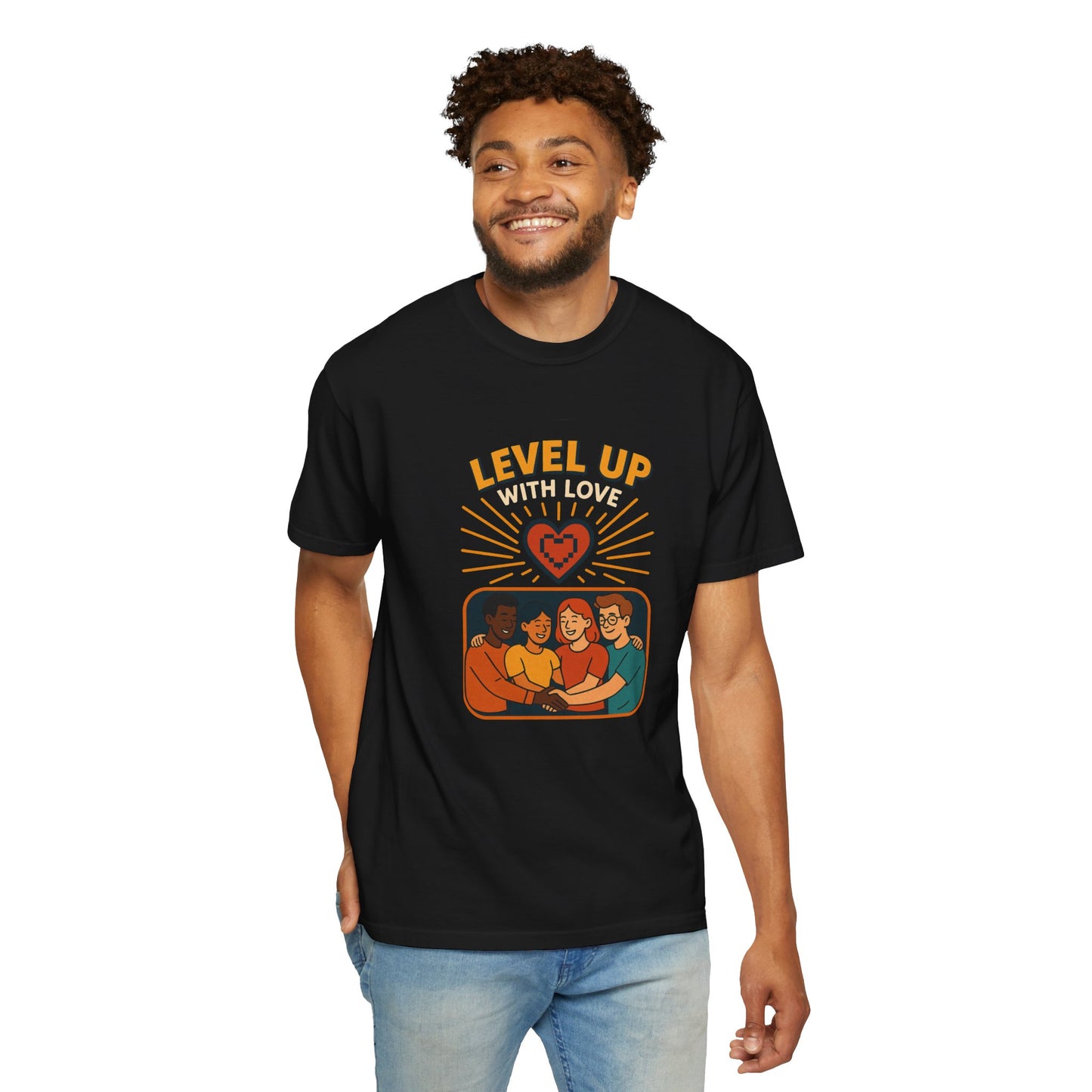 Level Up With Love T-Shirt, Vintage Style Tee, Unisex Casual Wear, Perfect Gift for Friends, Everyday Comfort Shirt