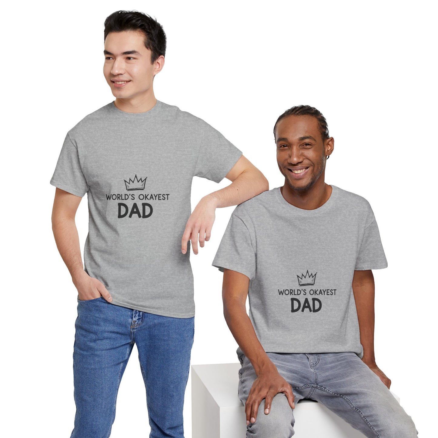 World's Okayest Dad Unisex Heavy Cotton Tee, Funny Father's Day Gift, Relaxed Fit T-Shirt, Dad Humor Shirt, Casual Everyday Wear