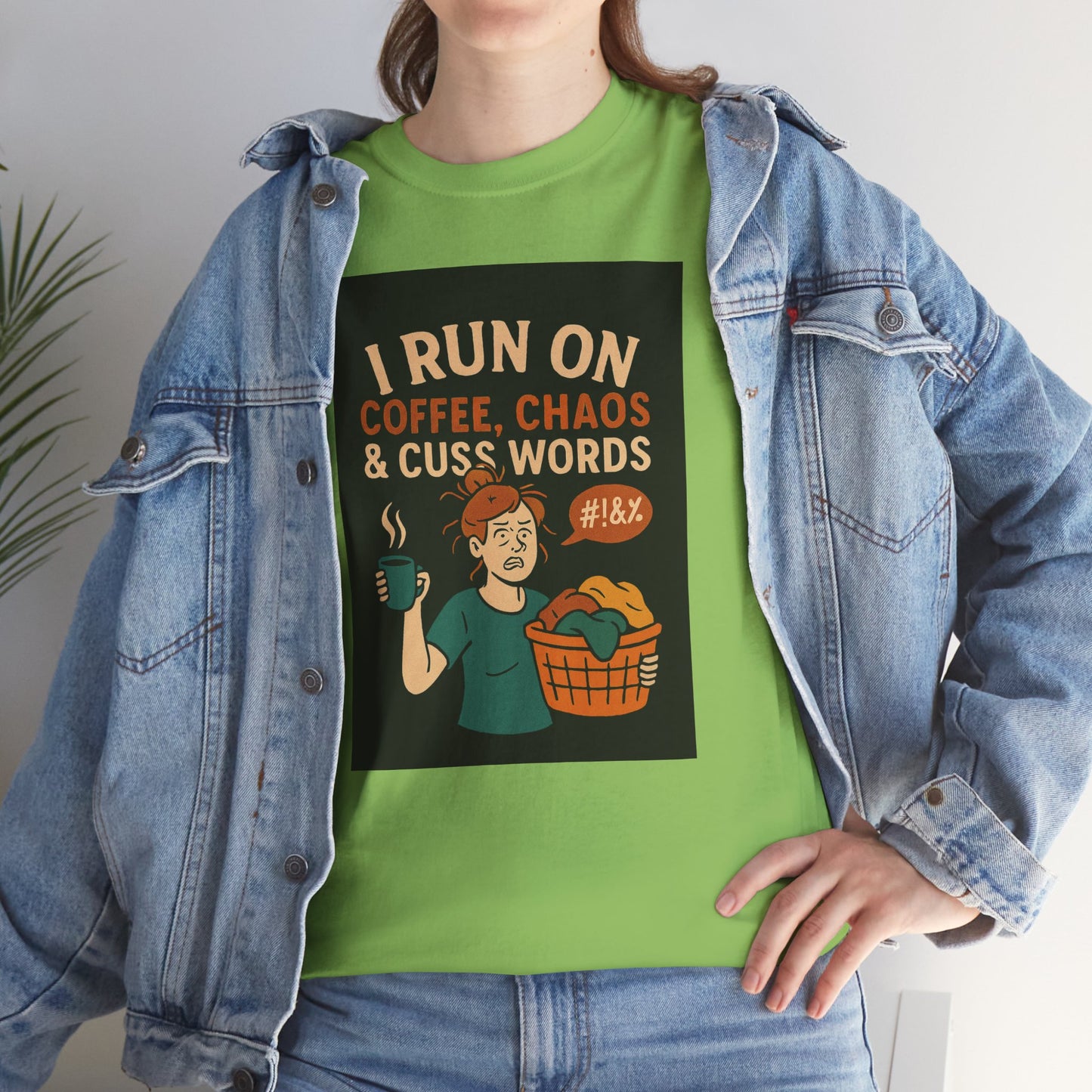 Coffee Chaos & Cuss Words Tee, Funny T-Shirt, Unisex Cotton Tee, Gift for Coffee Lovers, Casual Wear, Humor Apparel