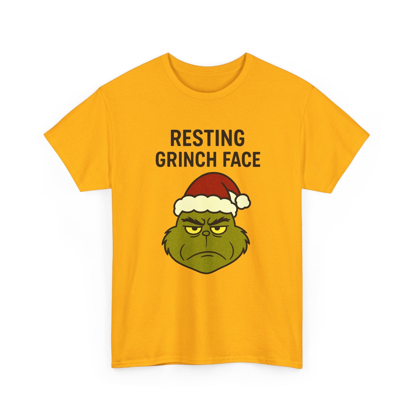 Resting Grinch Face Unisex Heavy Cotton Tee - Perfect Holiday Humor Shirt