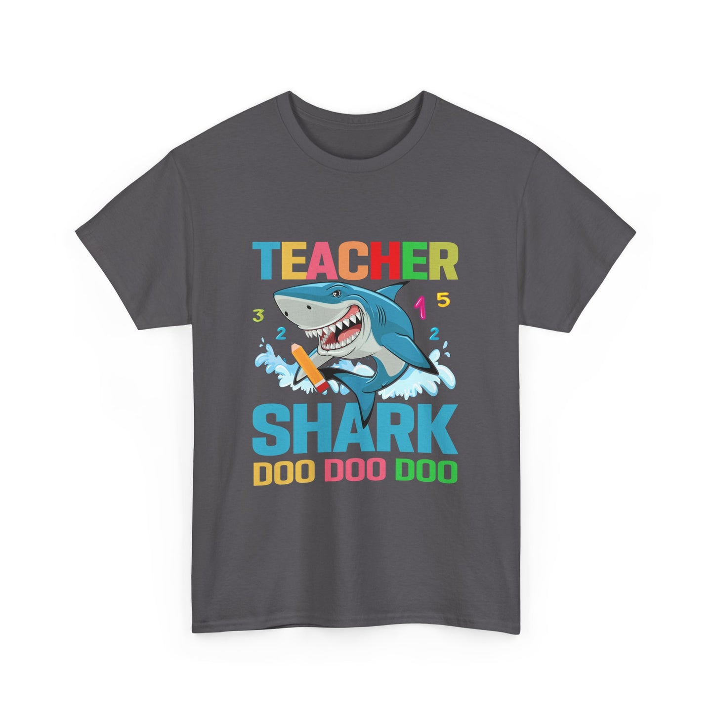 Teacher Shark Unisex Heavy Cotton Tee - Fun Gift for Educators, Back to School, Teacher Appreciation, Shark Lover, Graphic Tee