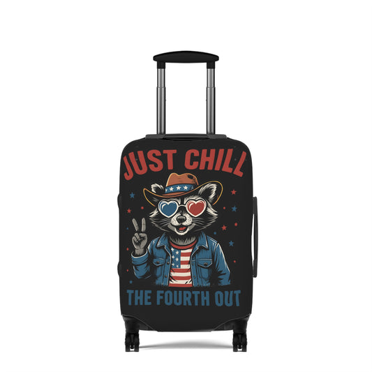 Patriotic Luggage Cover with Fun Raccoon Design - Travel Accessory, Suitcase Protector, Fourth of July Gift, Vacation Essential, [...]