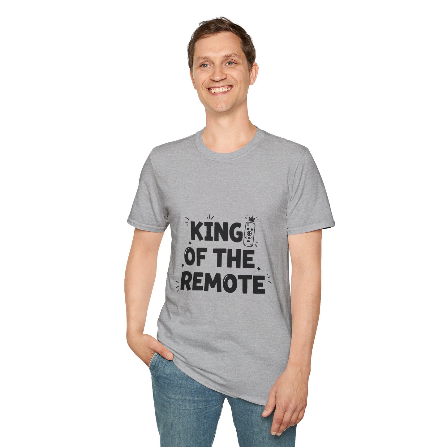 Funny King of the Remote Unisex T-Shirt | Gift for Dads, TV Lovers, Birthday Celebration, Relaxed Fit, Casual Wear