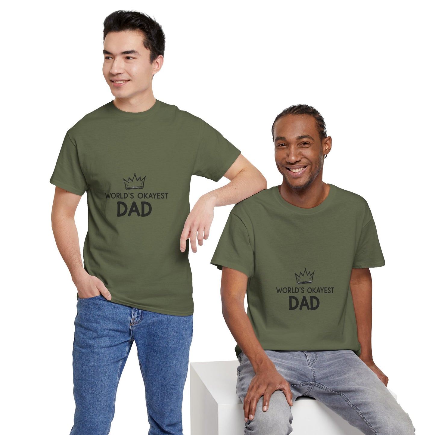 World's Okayest Dad Unisex Heavy Cotton Tee, Funny Father's Day Gift, Relaxed Fit T-Shirt, Dad Humor Shirt, Casual Everyday Wear