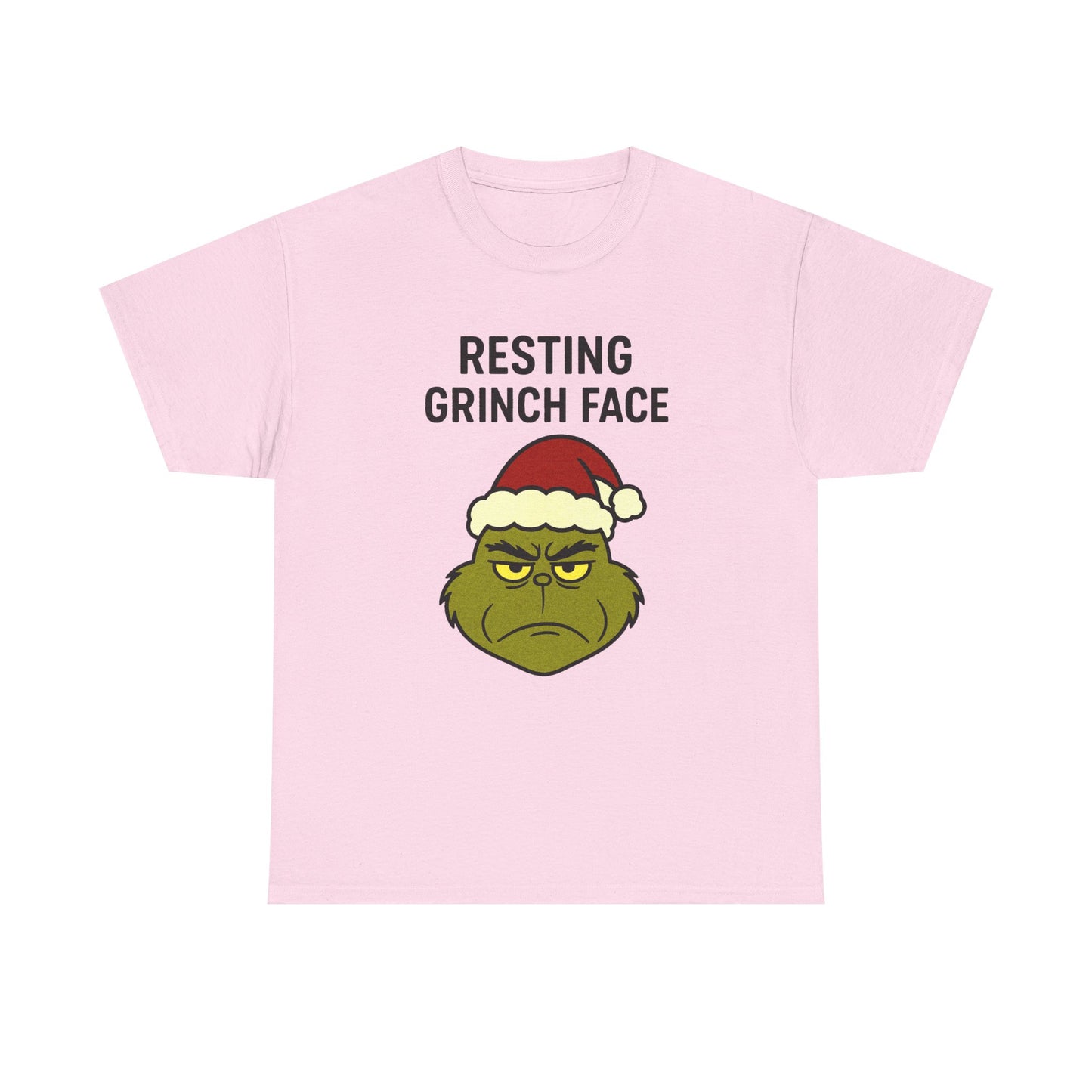 Resting Grinch Face Unisex Heavy Cotton Tee - Perfect Holiday Humor Shirt