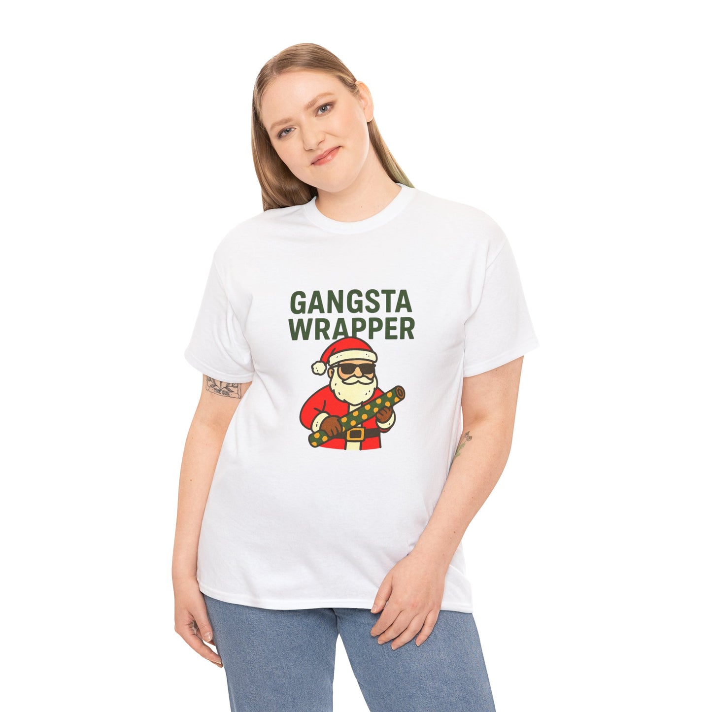 Gangsta Wrapper Unisex Cotton Tee - Fun Holiday T-Shirt for Christmas Celebrations