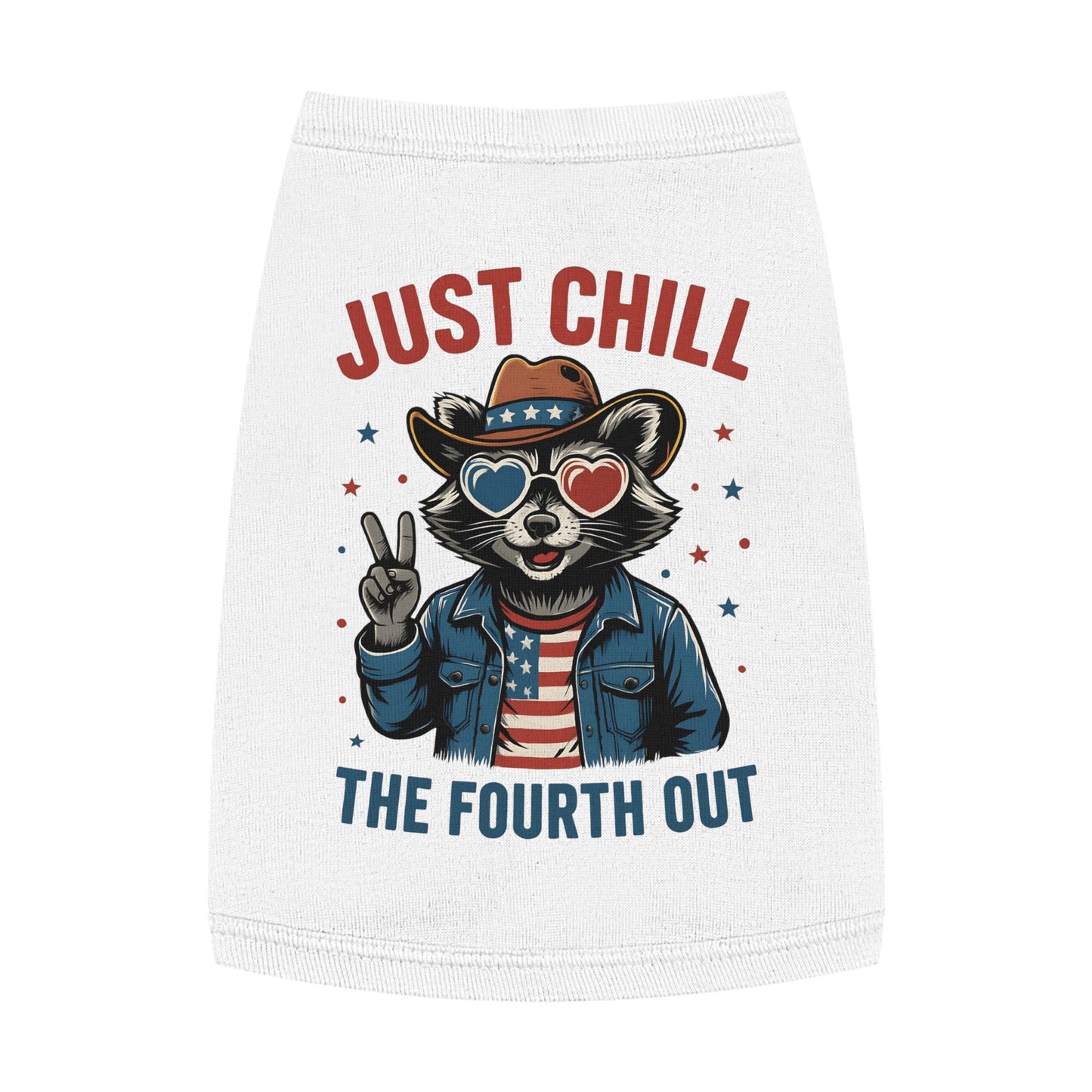 Patriotic Pet Tank Top - Just Chill Fourth of July Dog Shirt, Summer Pet Apparel, Dog Outfit, Holiday Gift for Pets