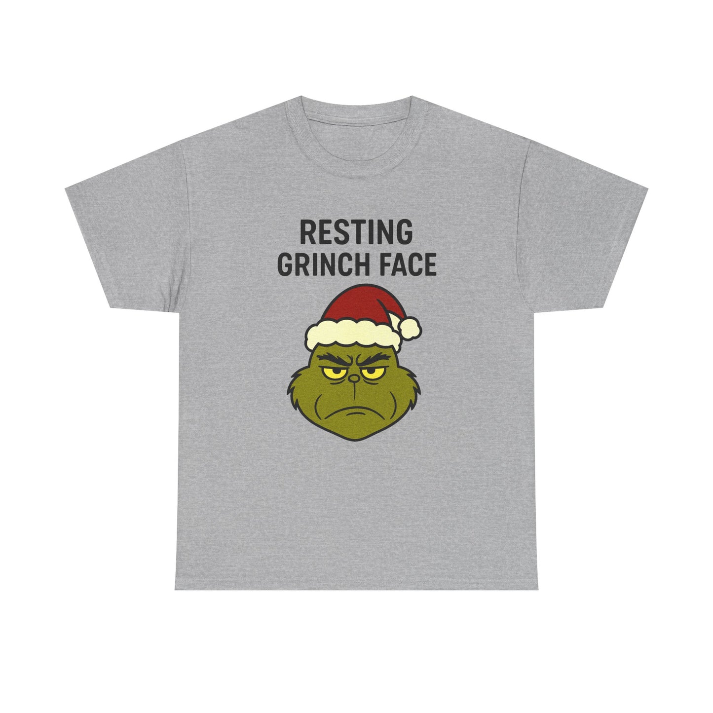 Resting Grinch Face Unisex Heavy Cotton Tee - Perfect Holiday Humor Shirt