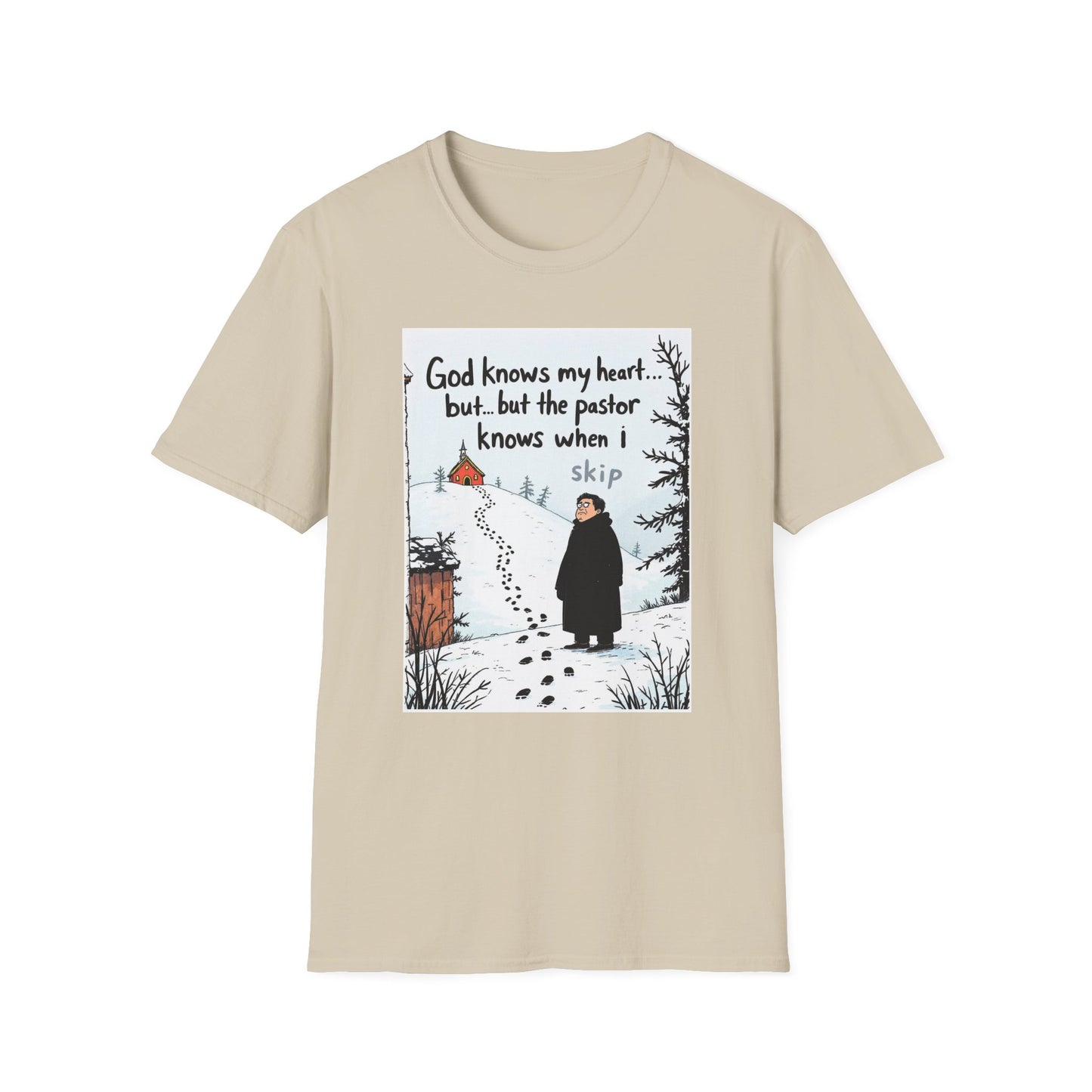 Funny Pastor T-Shirt, Cute Christian Shirt, Winter Humor Tee, Gift for Faith, Softstyle Unisex Top, Holiday Apparel