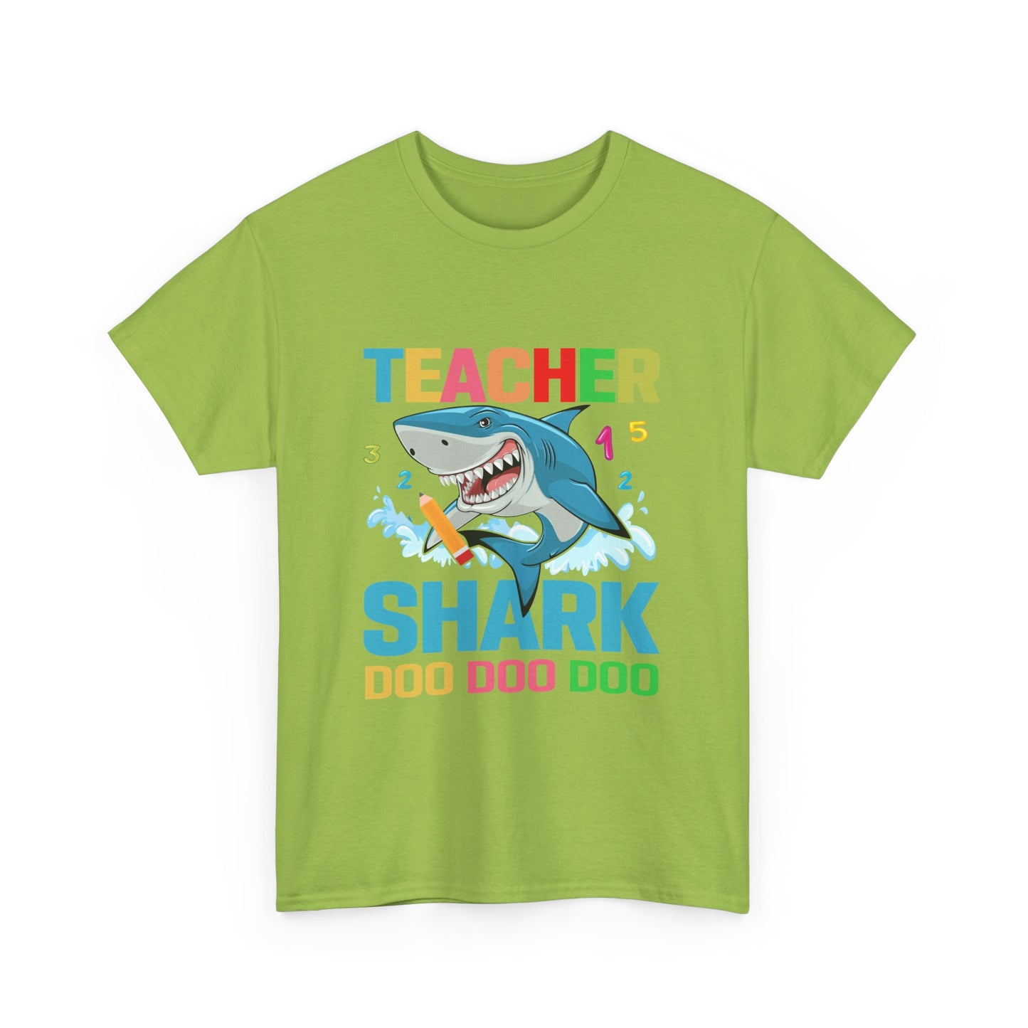 Teacher Shark Unisex Heavy Cotton Tee - Fun Gift for Educators, Back to School, Teacher Appreciation, Shark Lover, Graphic Tee