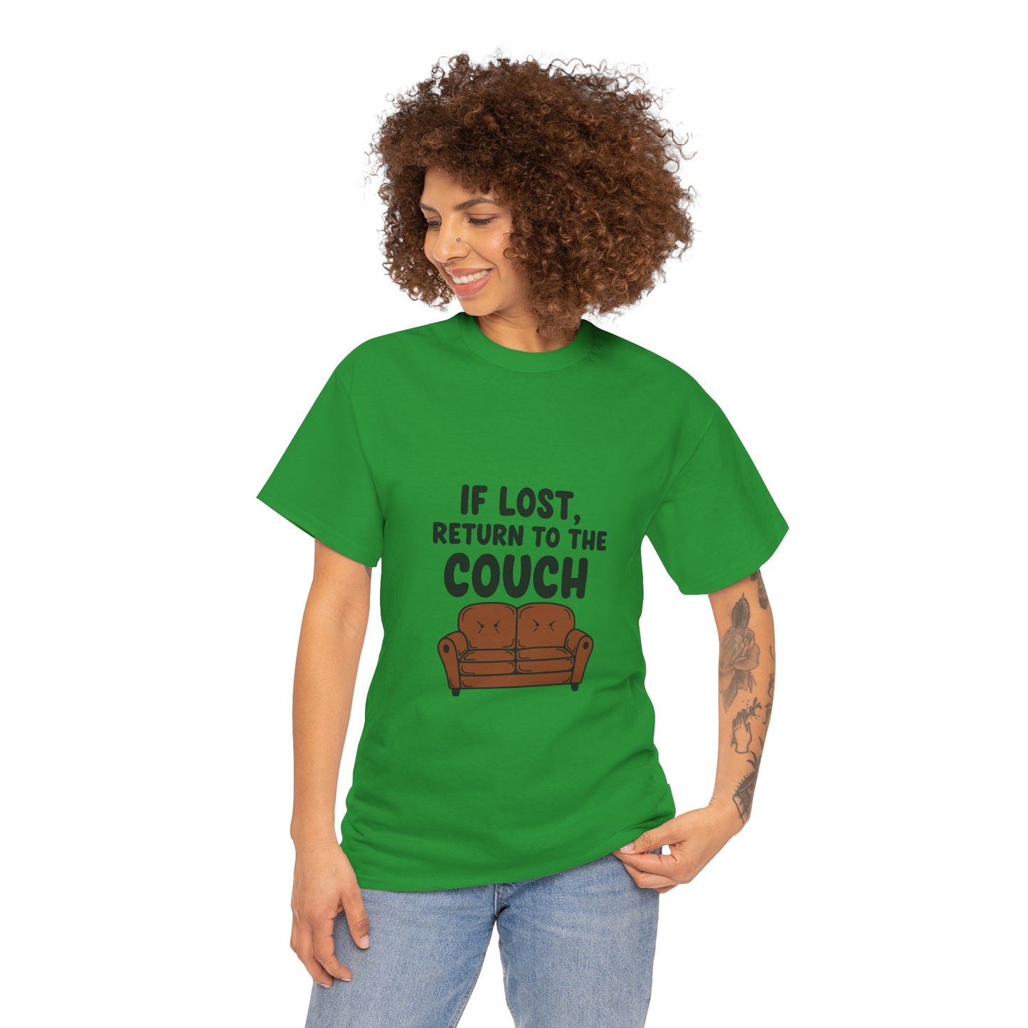 Funny Couch Tee, Unisex Heavy Cotton Tee, Comfort Shirt for Homebodies, Perfect Gift for Couch Lovers, Casual Wear, Quirky Shirt