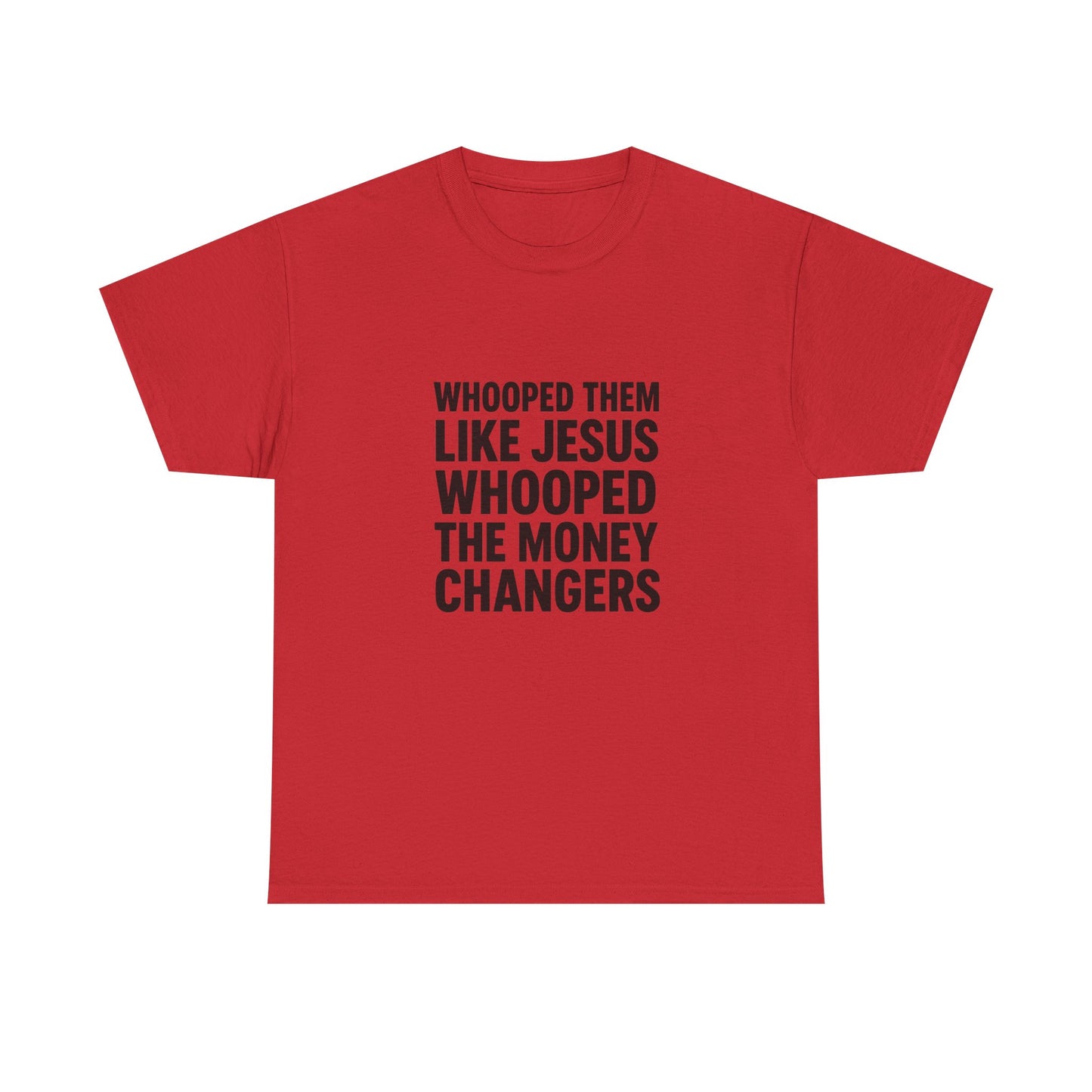 Biblical Humor Tee: Whooped Them Like Jesus - Funny Unisex Cotton T-Shirt for Bible Lovers, Gifts, Easter, Church Events, Casual Wear