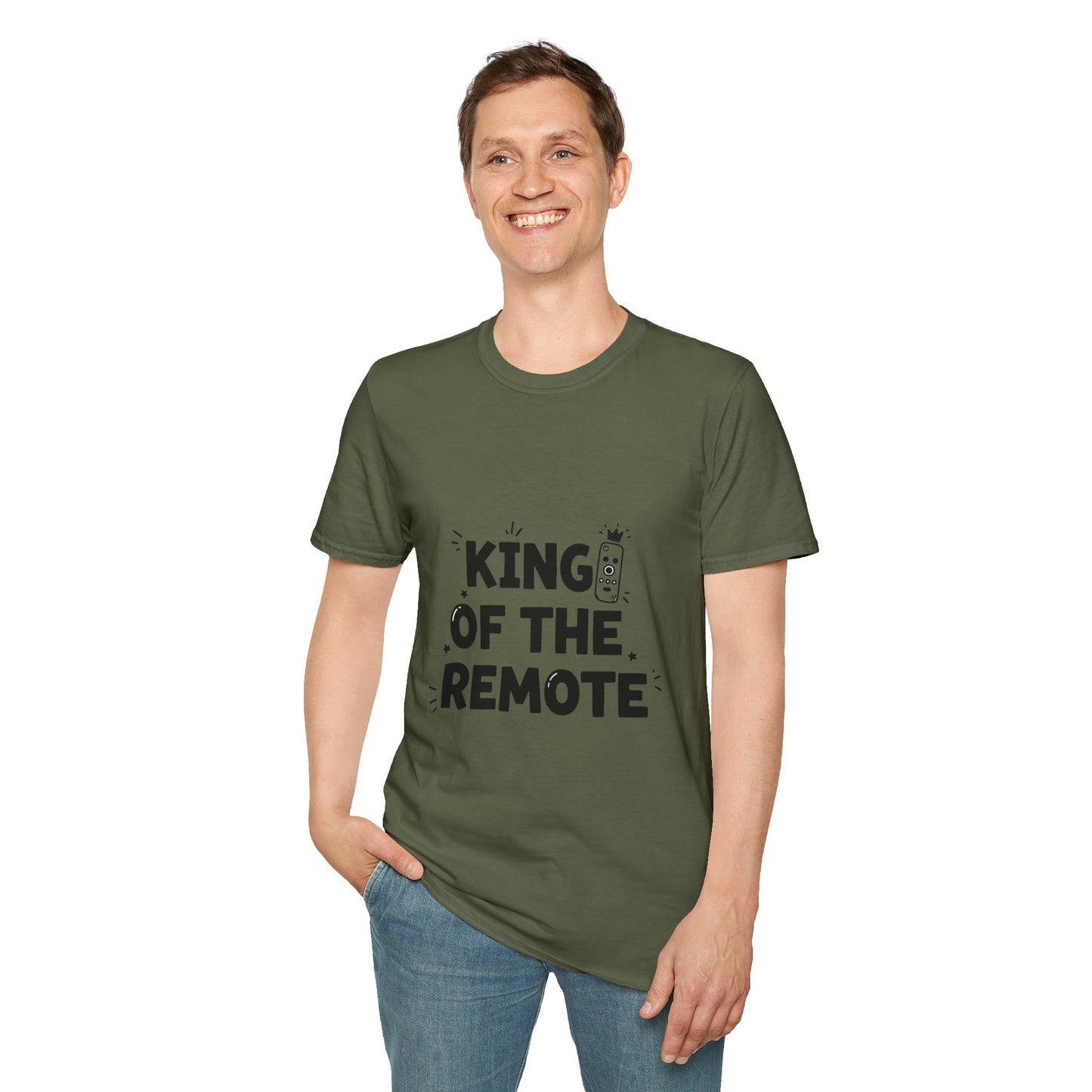 Funny King of the Remote Unisex T-Shirt | Gift for Dads, TV Lovers, Birthday Celebration, Relaxed Fit, Casual Wear