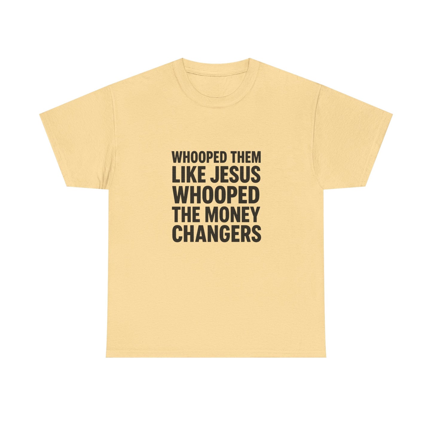 Biblical Humor Tee: Whooped Them Like Jesus - Funny Unisex Cotton T-Shirt for Bible Lovers, Gifts, Easter, Church Events, Casual Wear
