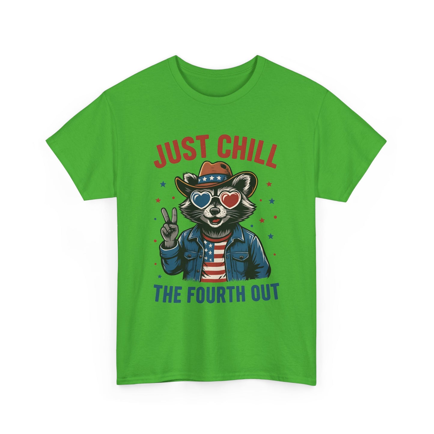 Patriotic Raccoon Tee, Just Chill the Fourth Out T-Shirt, Unisex Cotton Shirt, Casual Summer Wear, Independence Day, July fourth
