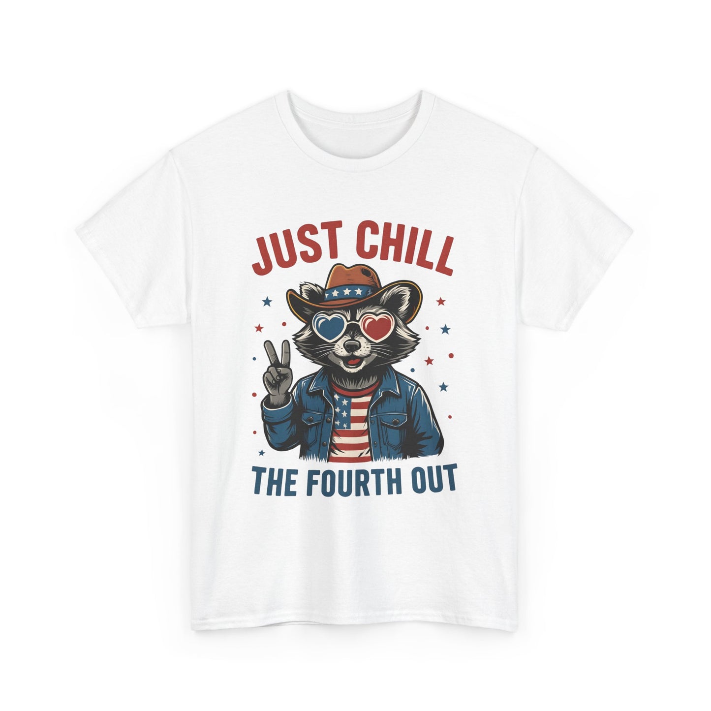 Patriotic Raccoon Tee, Just Chill the Fourth Out T-Shirt, Unisex Cotton Shirt, Casual Summer Wear, Independence Day, July fourth